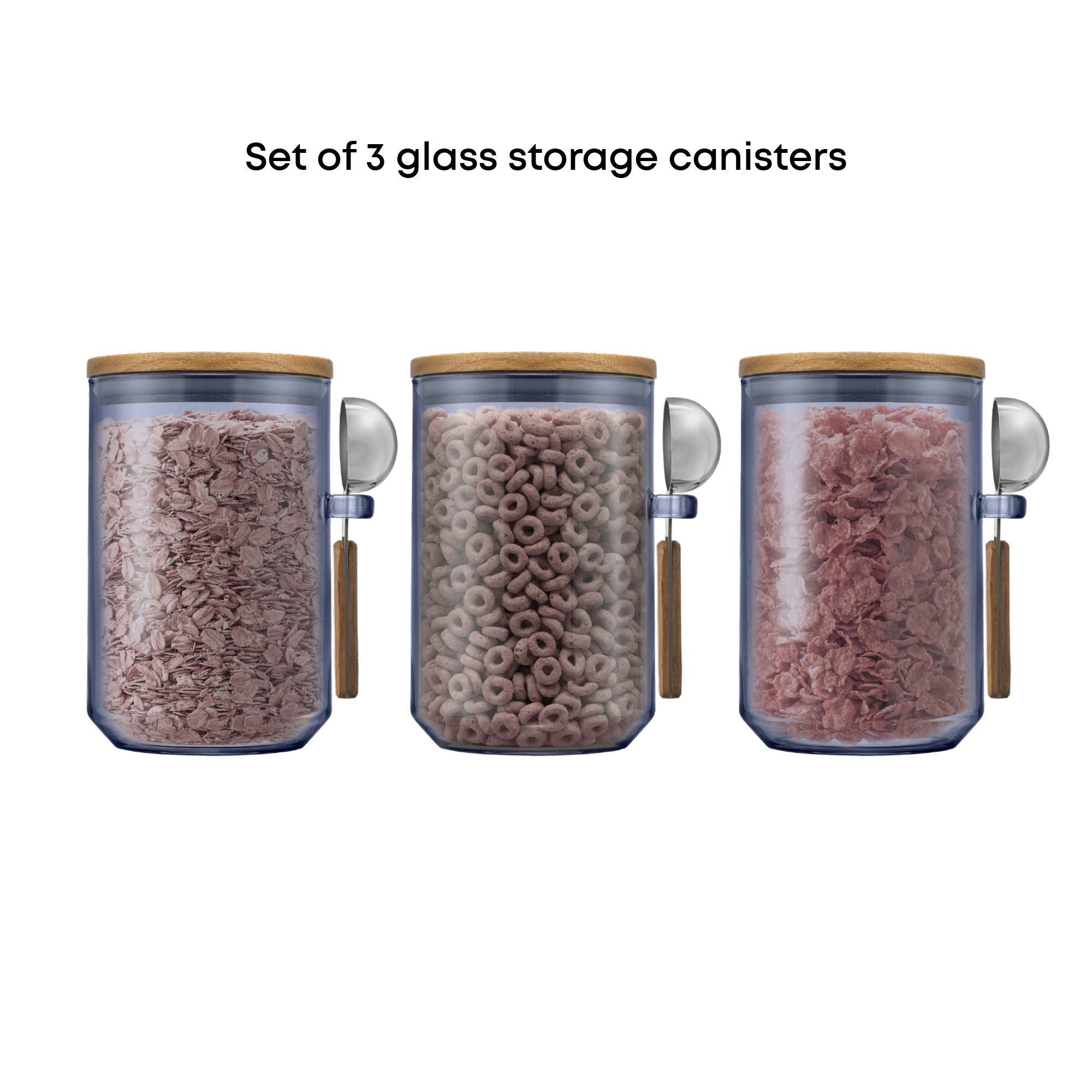 Holden Stackable Glass Storage Canister Set with Wood Lids and Scoops