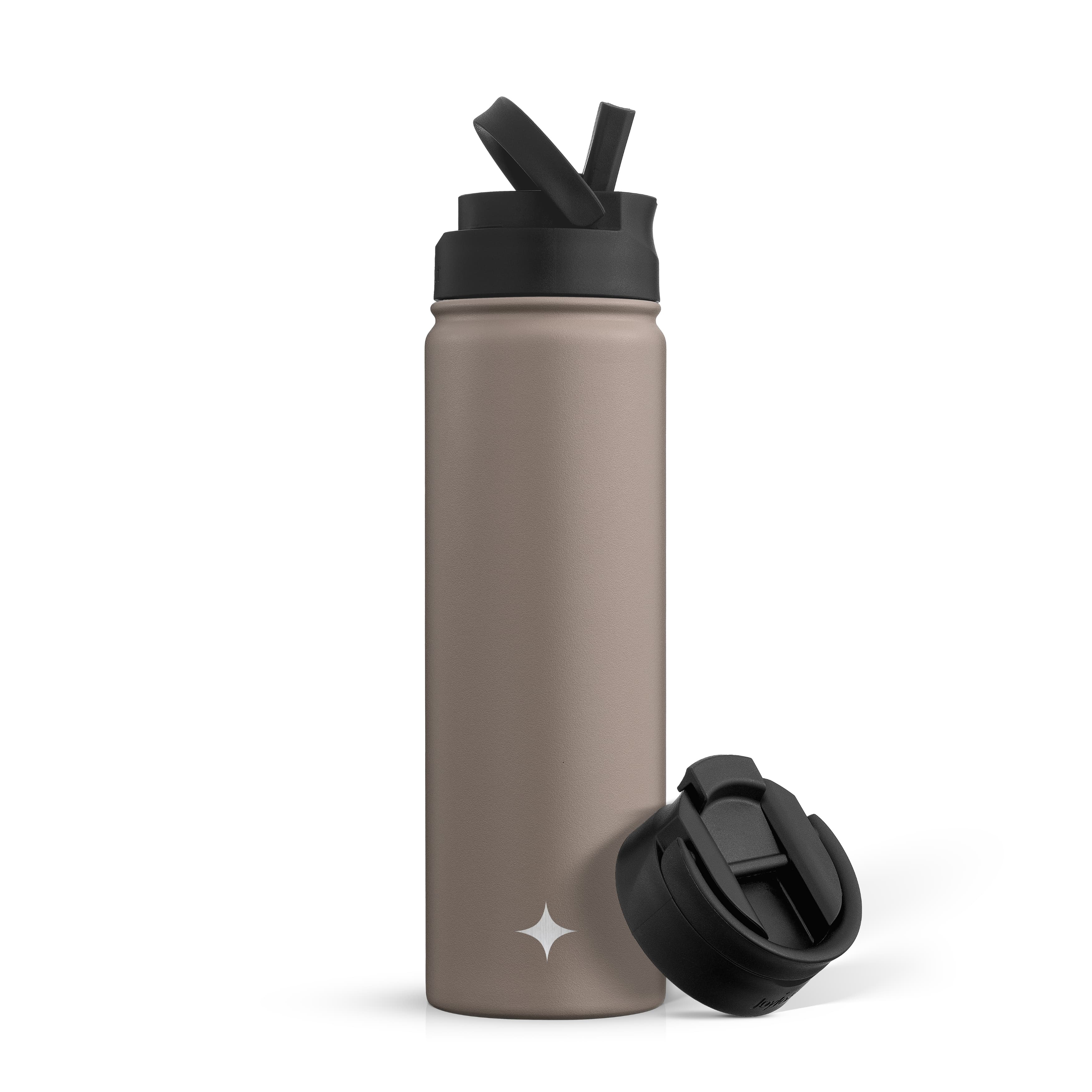 JoyJolt Vacuum Insulated Water Bottle with Flip Lid & Sport Straw Lid