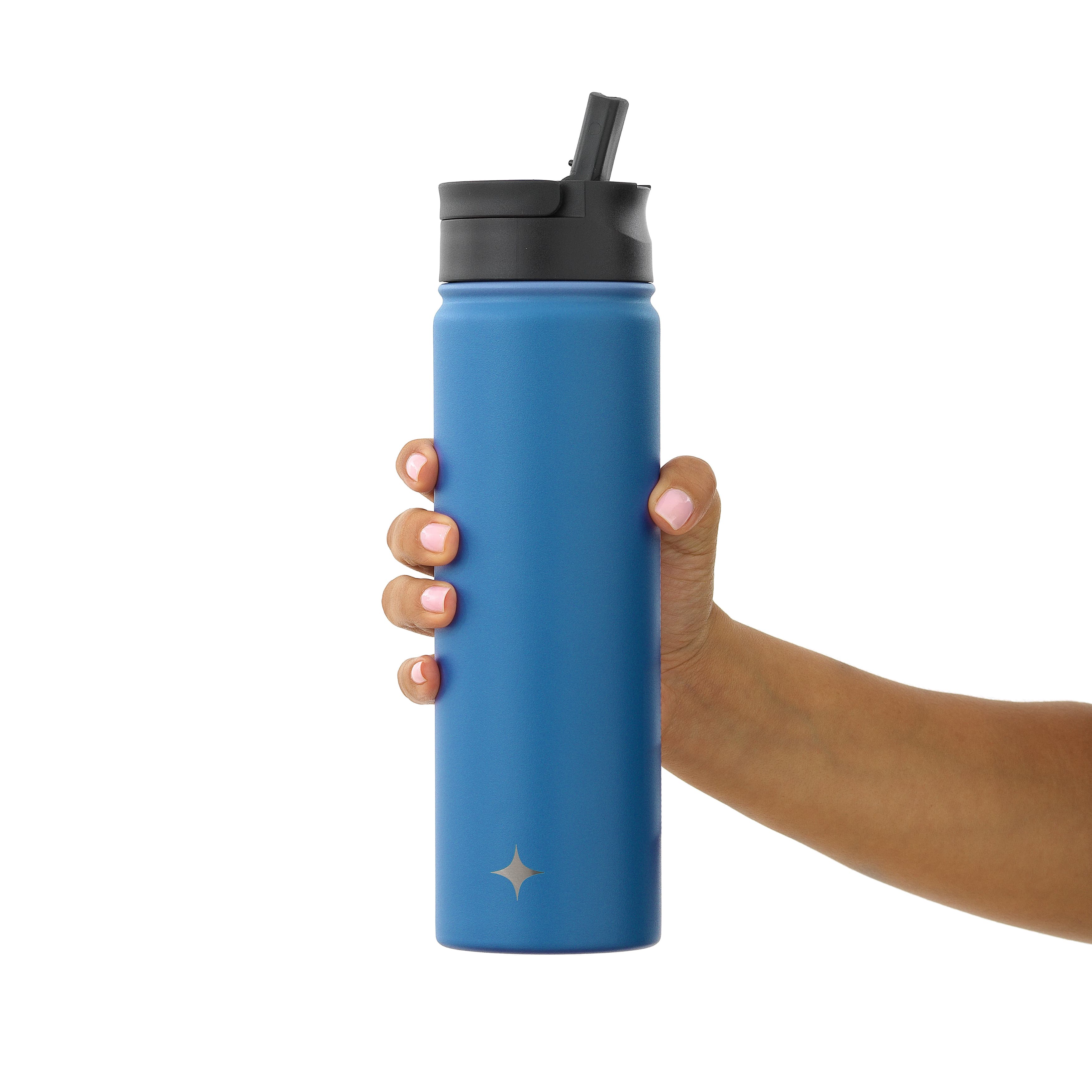 JoyJolt Vacuum Insulated Water Bottle with Flip Lid & Sport Straw Lid