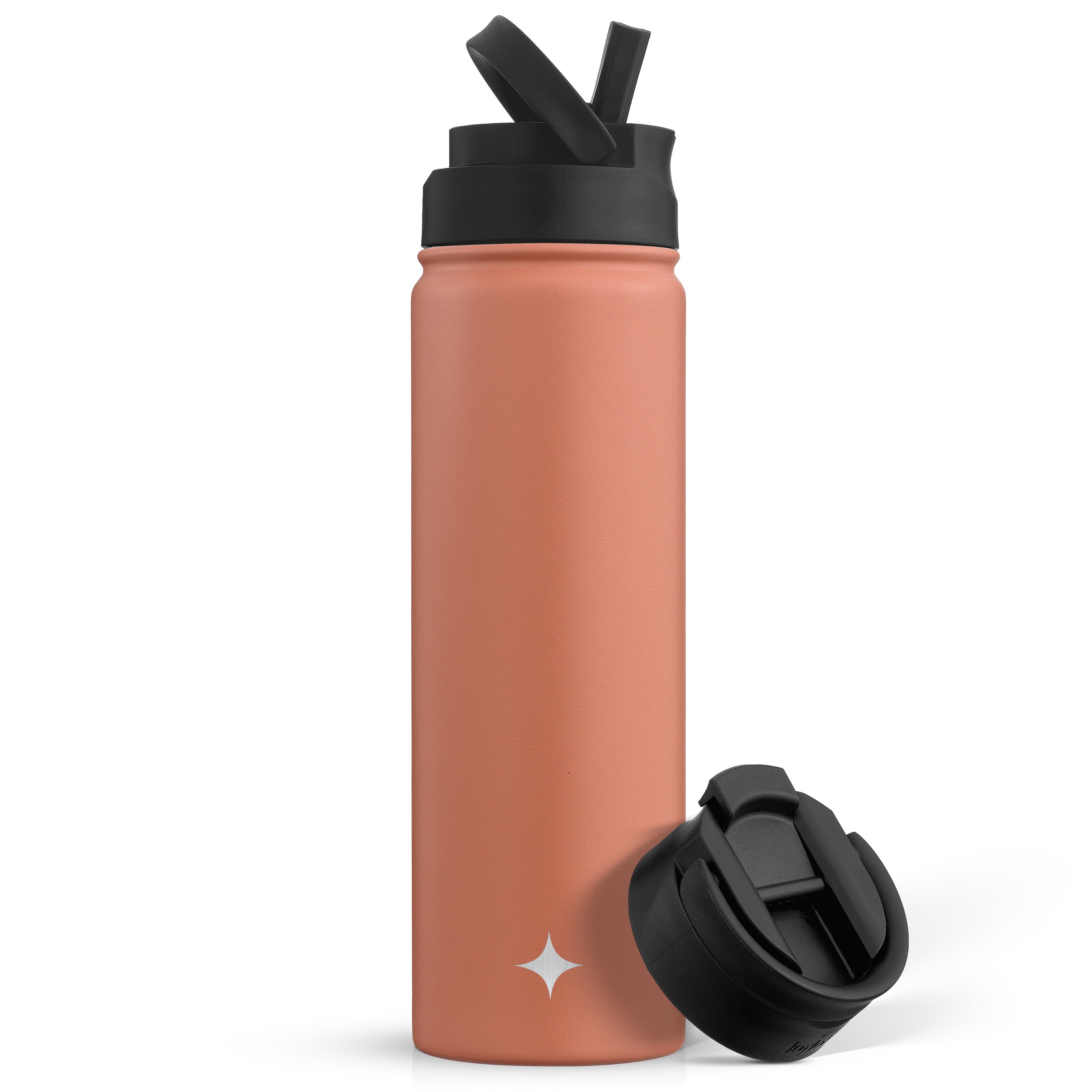 JoyJolt Vacuum Insulated Water Bottle with Flip Lid & Sport Straw Lid