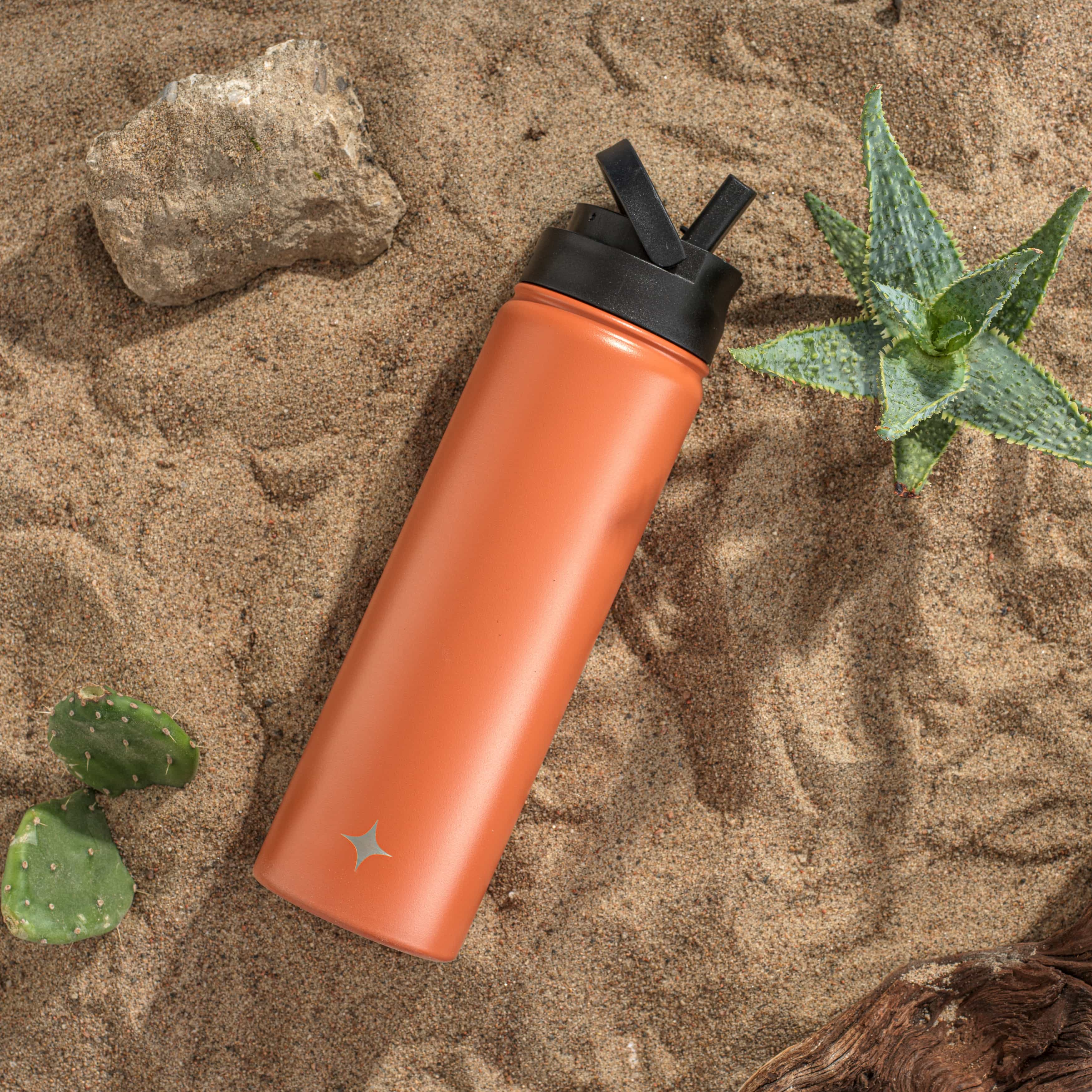 JoyJolt Vacuum Insulated Water Bottle with Flip Lid & Sport Straw Lid
