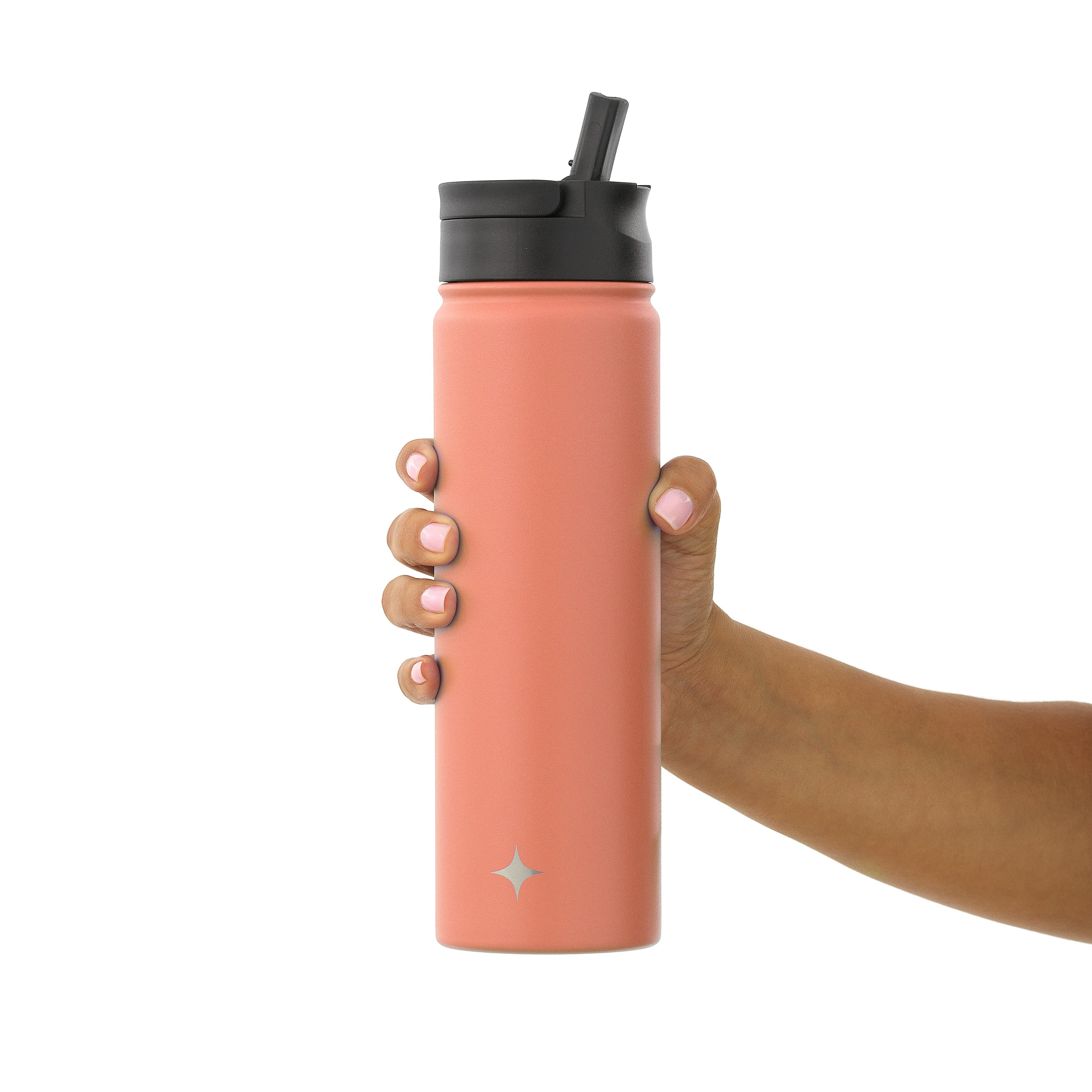 JoyJolt Vacuum Insulated Water Bottle with Flip Lid & Sport Straw Lid