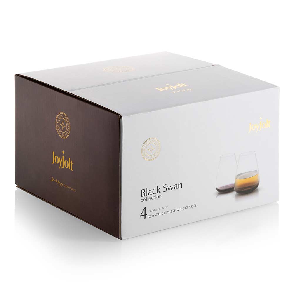Black Swan Stemless White Wine Glasses Set of 4