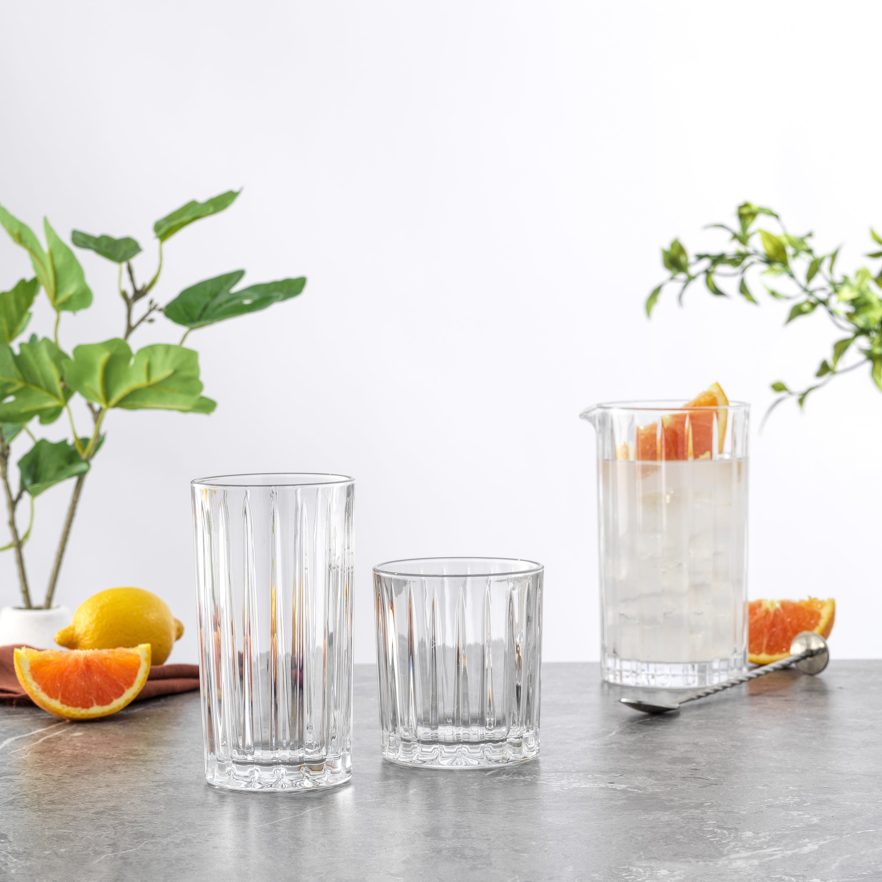 Alina Ribbed Glass Drinkware Set