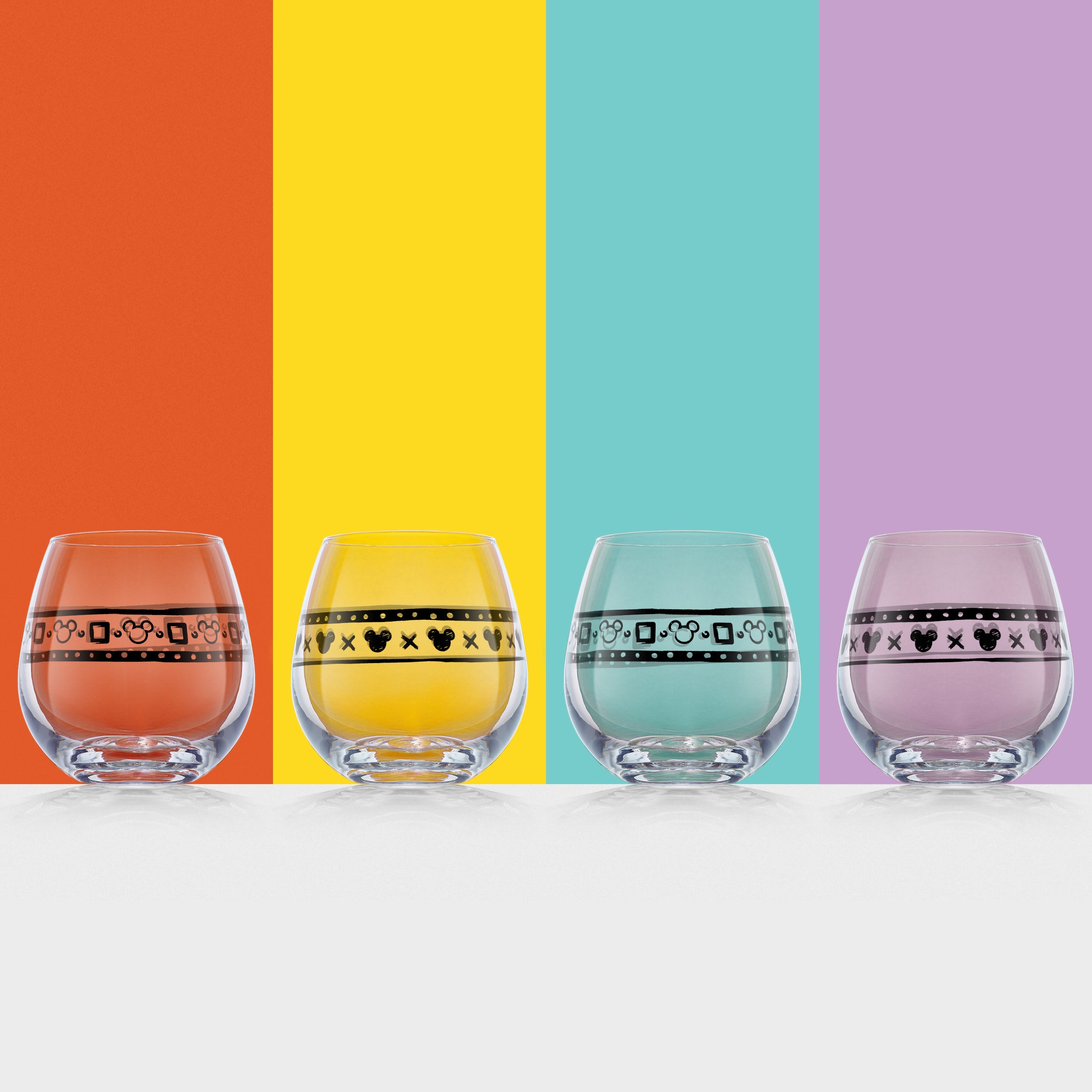 Disney Mickey Mouse Geo Picnic Stemless Wine Glasses