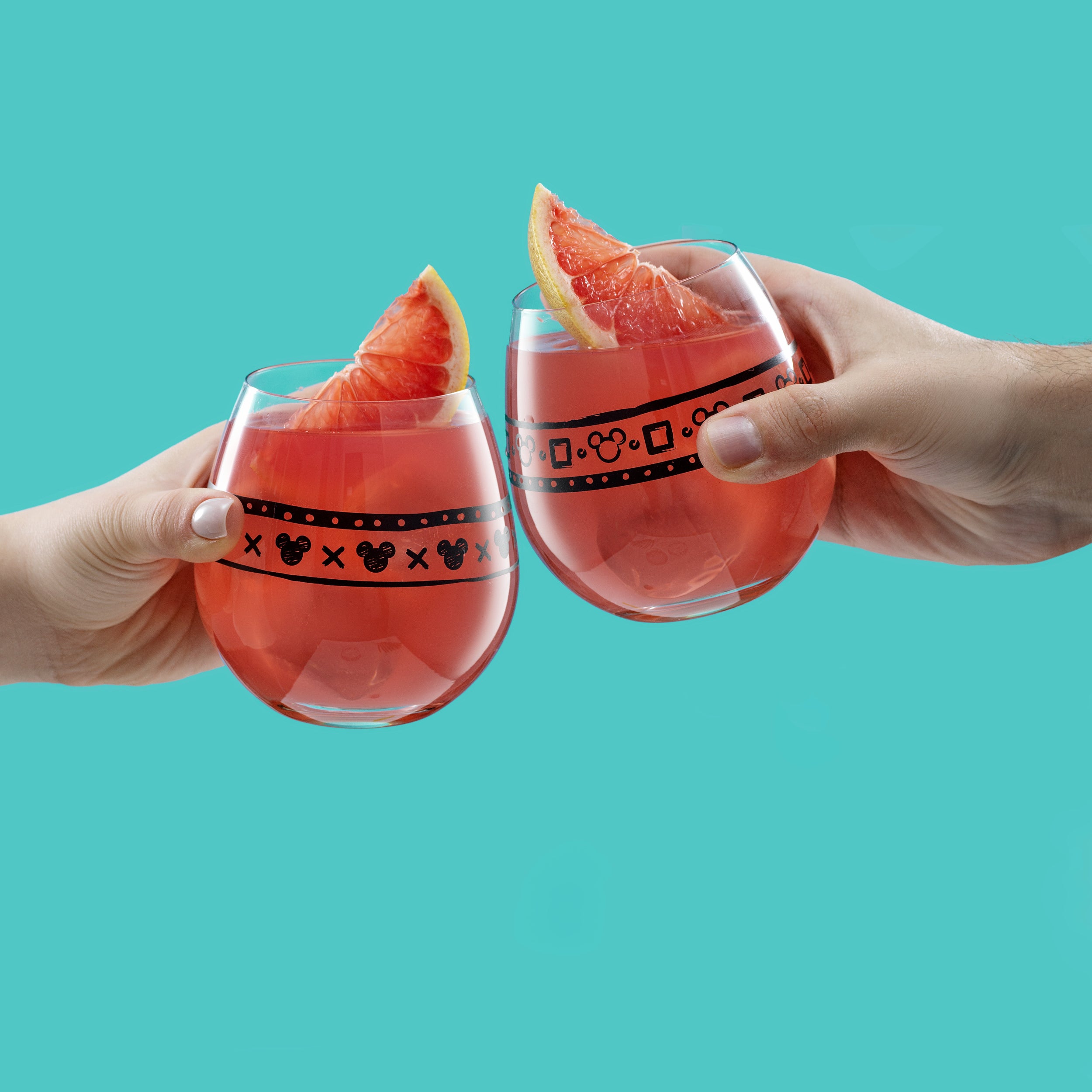 Disney Mickey Mouse Geo Picnic Stemless Wine Glasses