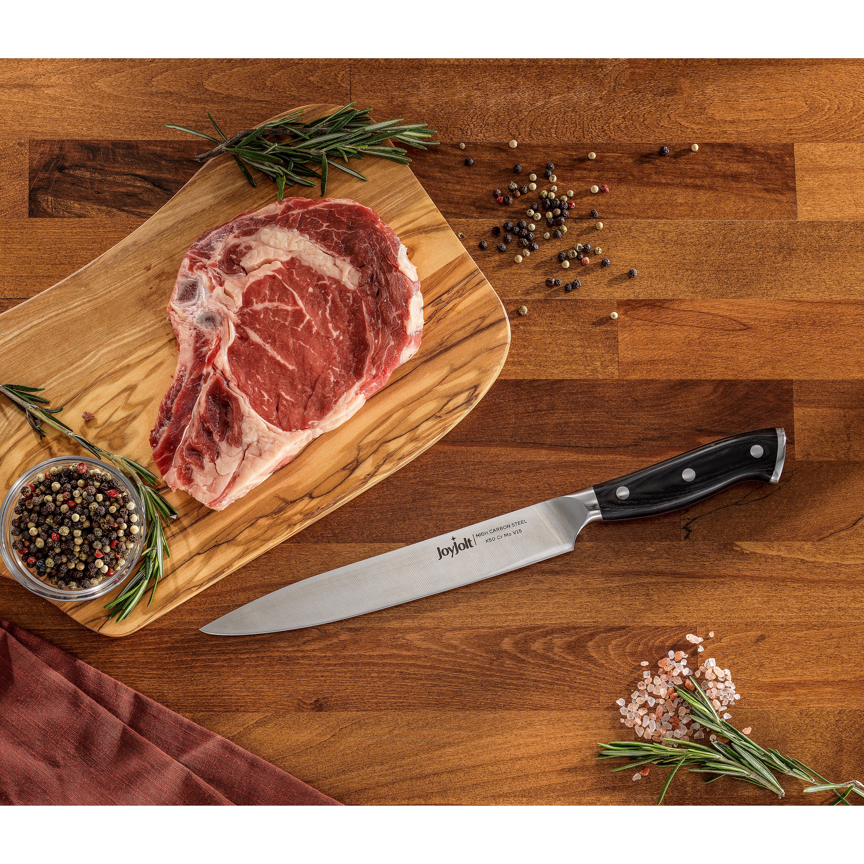 JoyJolt 8-in Slicing Knife High Carbon Steel Kitchen Knife
