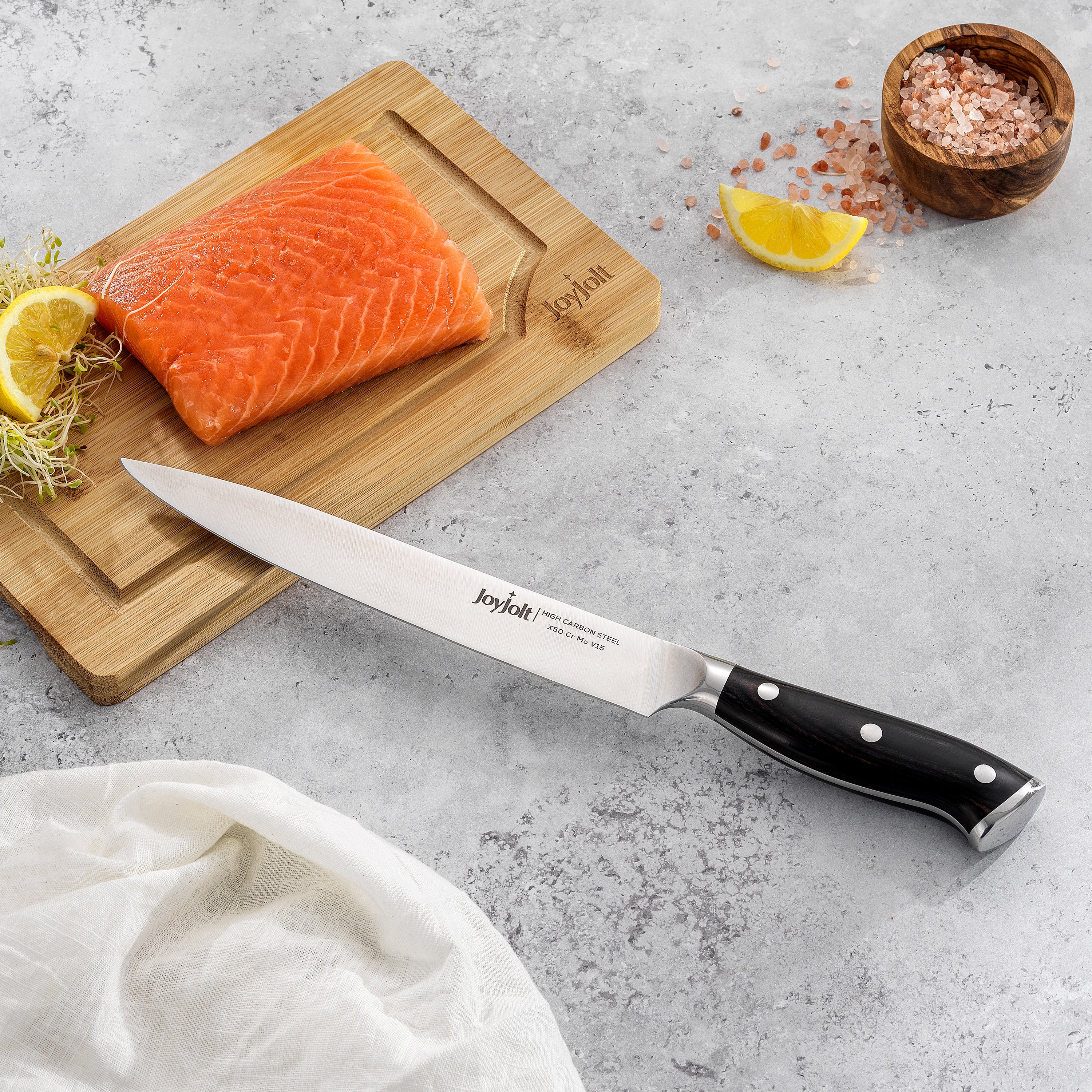JoyJolt 8-in Slicing Knife High Carbon Steel Kitchen Knife
