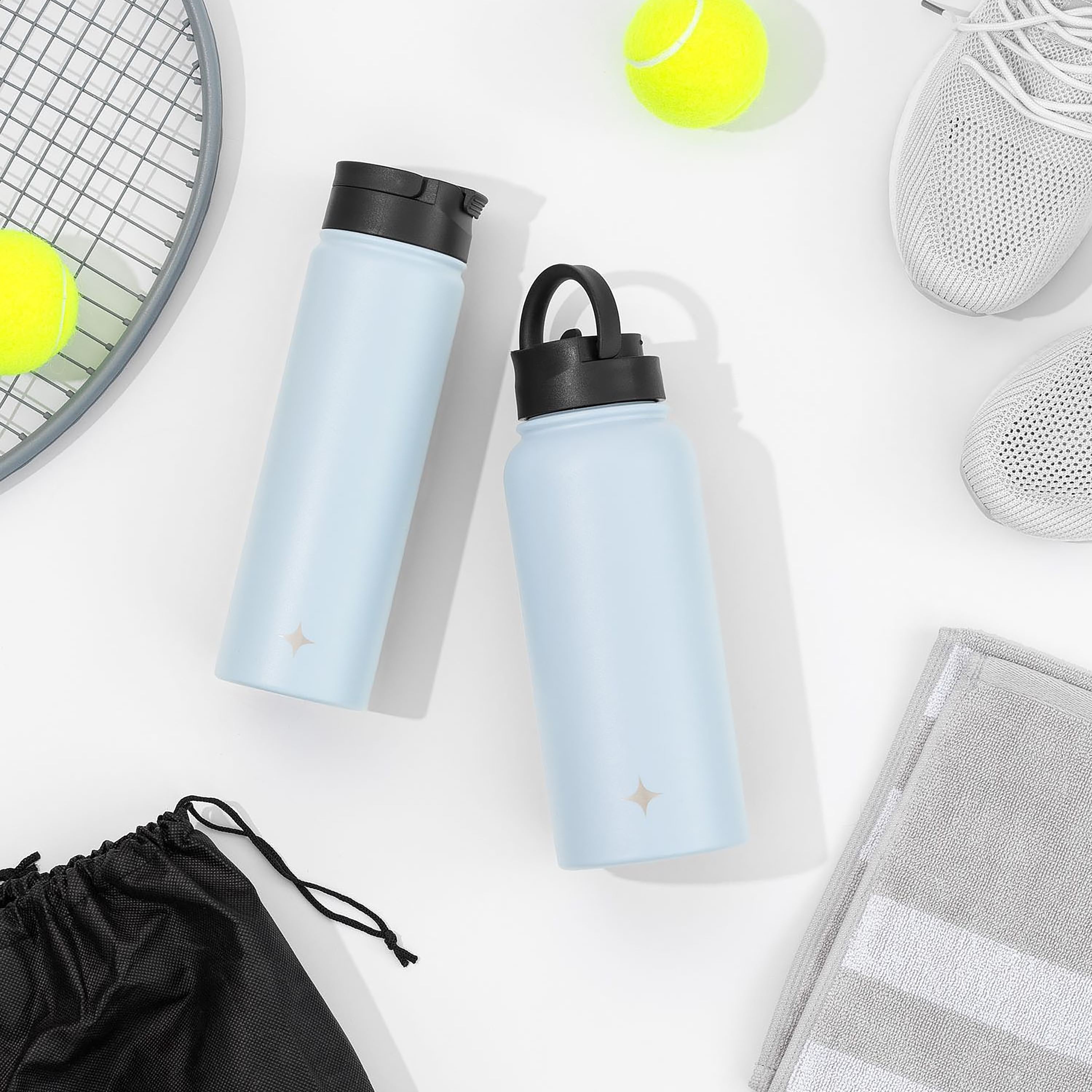 JoyJolt Vacuum Insulated Water Bottle with Flip Lid & Sport Straw Lid