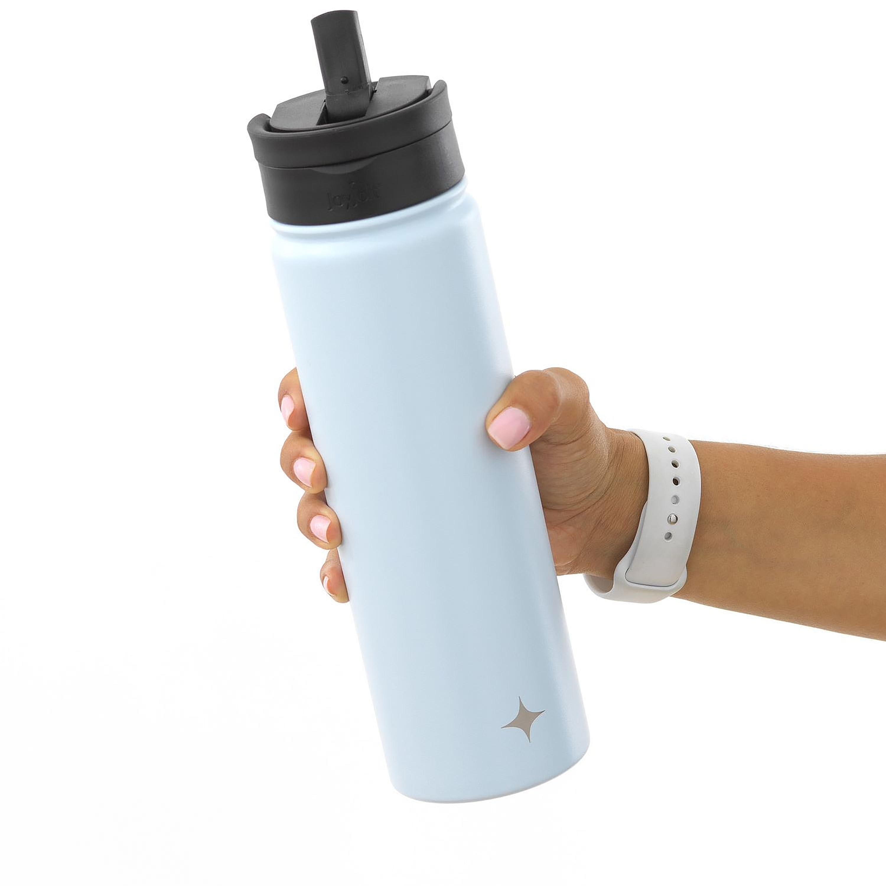 JoyJolt Vacuum Insulated Water Bottle with Flip Lid & Sport Straw Lid