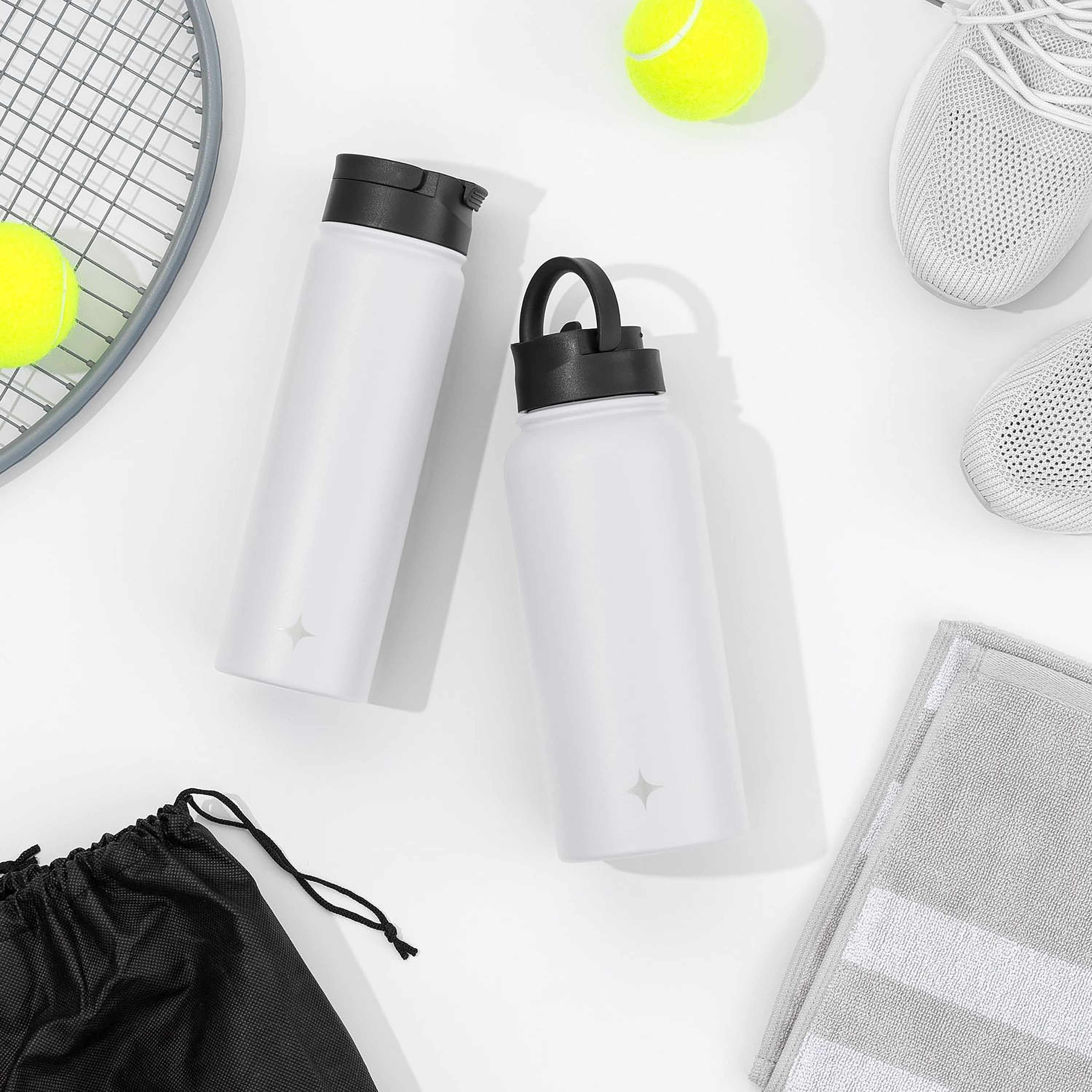 JoyJolt Vacuum Insulated Water Bottle with Flip Lid & Sport Straw Lid