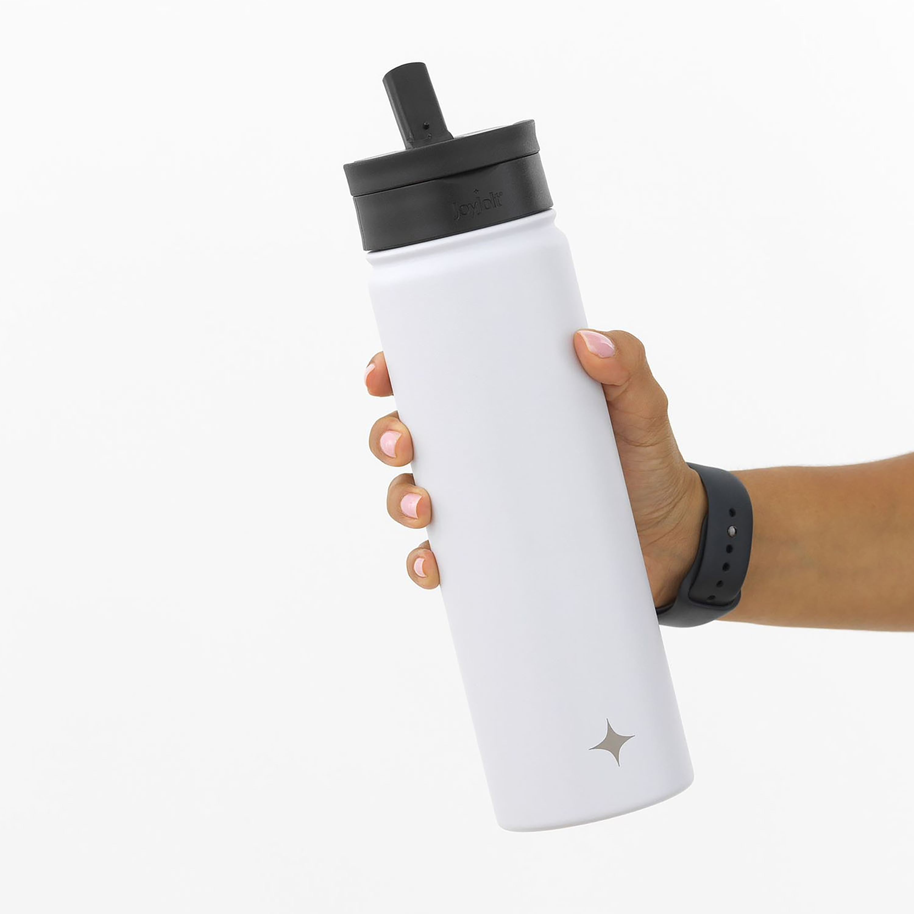 JoyJolt Vacuum Insulated Water Bottle with Flip Lid & Sport Straw Lid