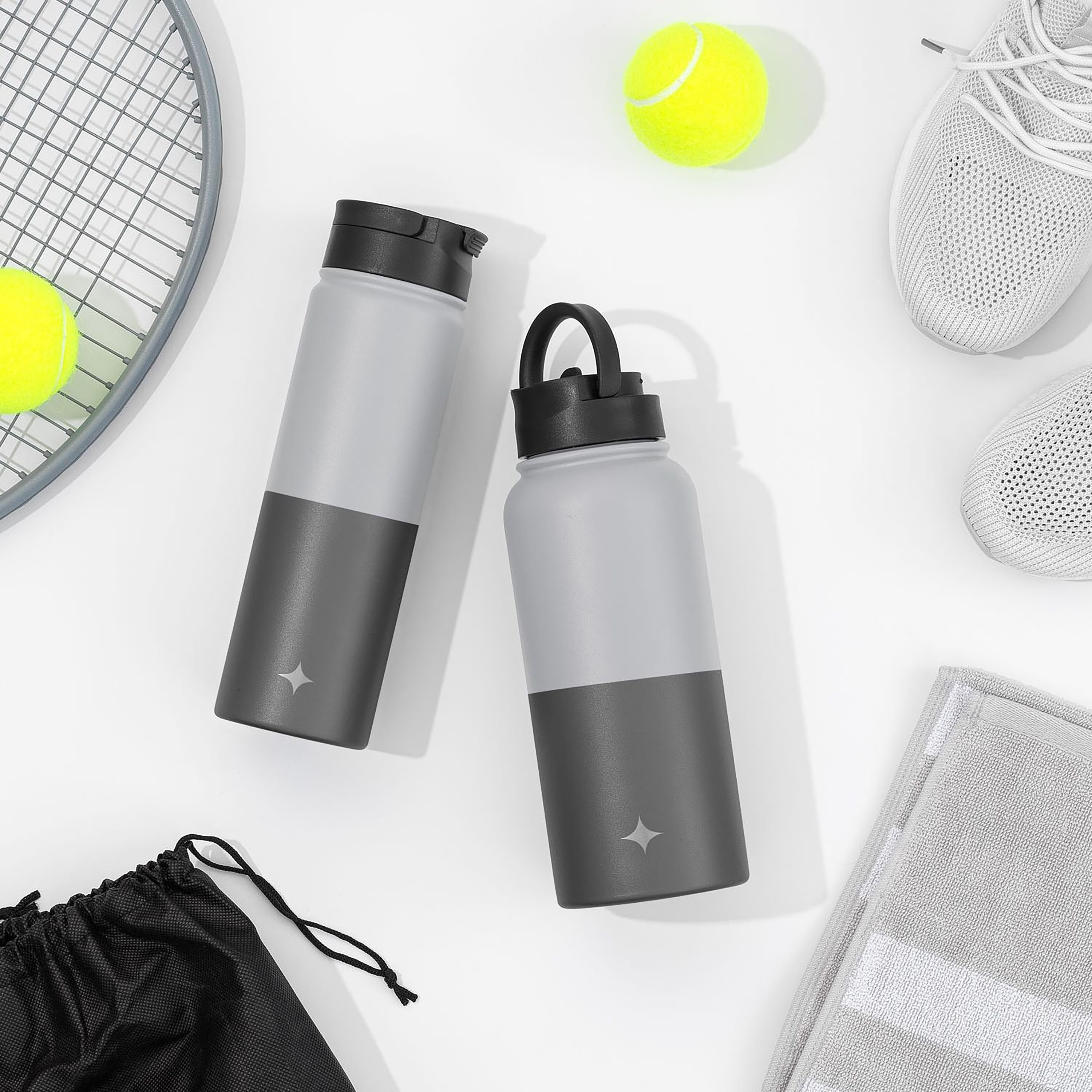 JoyJolt Vacuum Insulated Water Bottle with Flip Lid & Sport Straw Lid