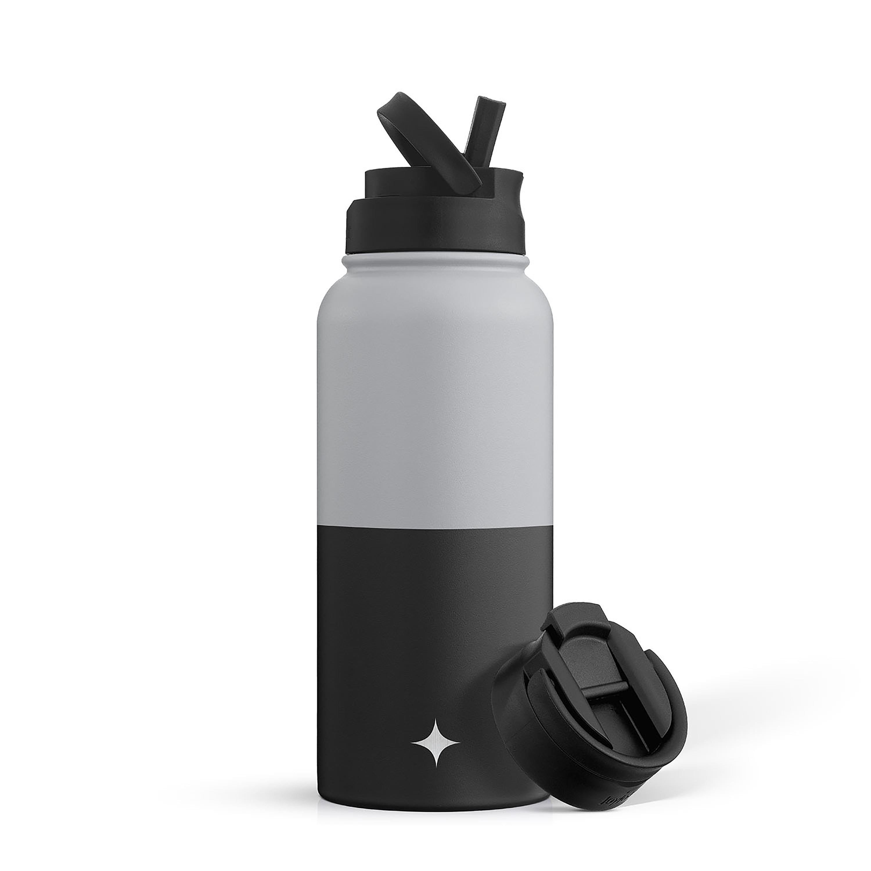 Stainless Steel Water Bottle with Flip Lid & Sport Straw Lid