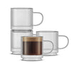 Haven Fluted Stackable Double Wall Glass Mugs, 13.5 oz
