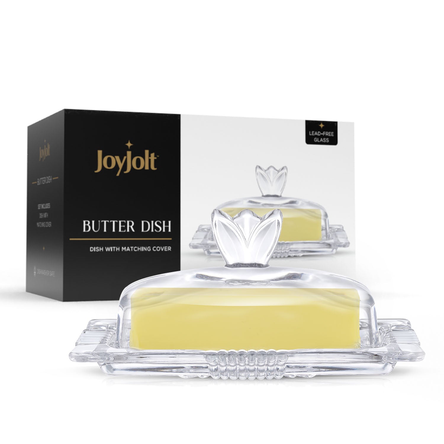 JoyJolt Glass Butter Dish