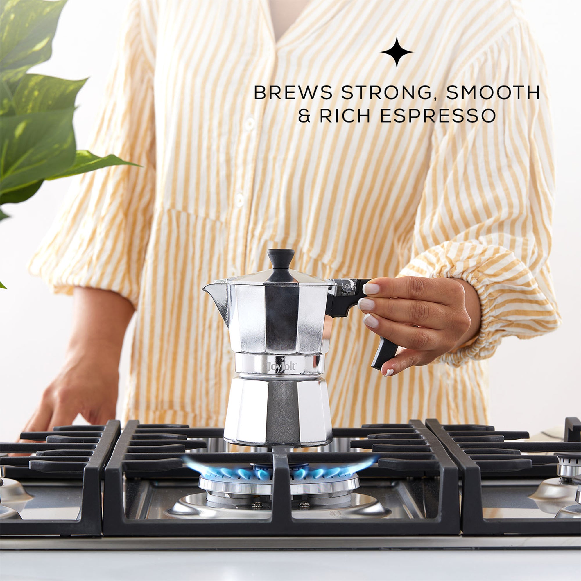 JoyJolt Italian Moka Pot Stovetop Aluminum Espresso Maker