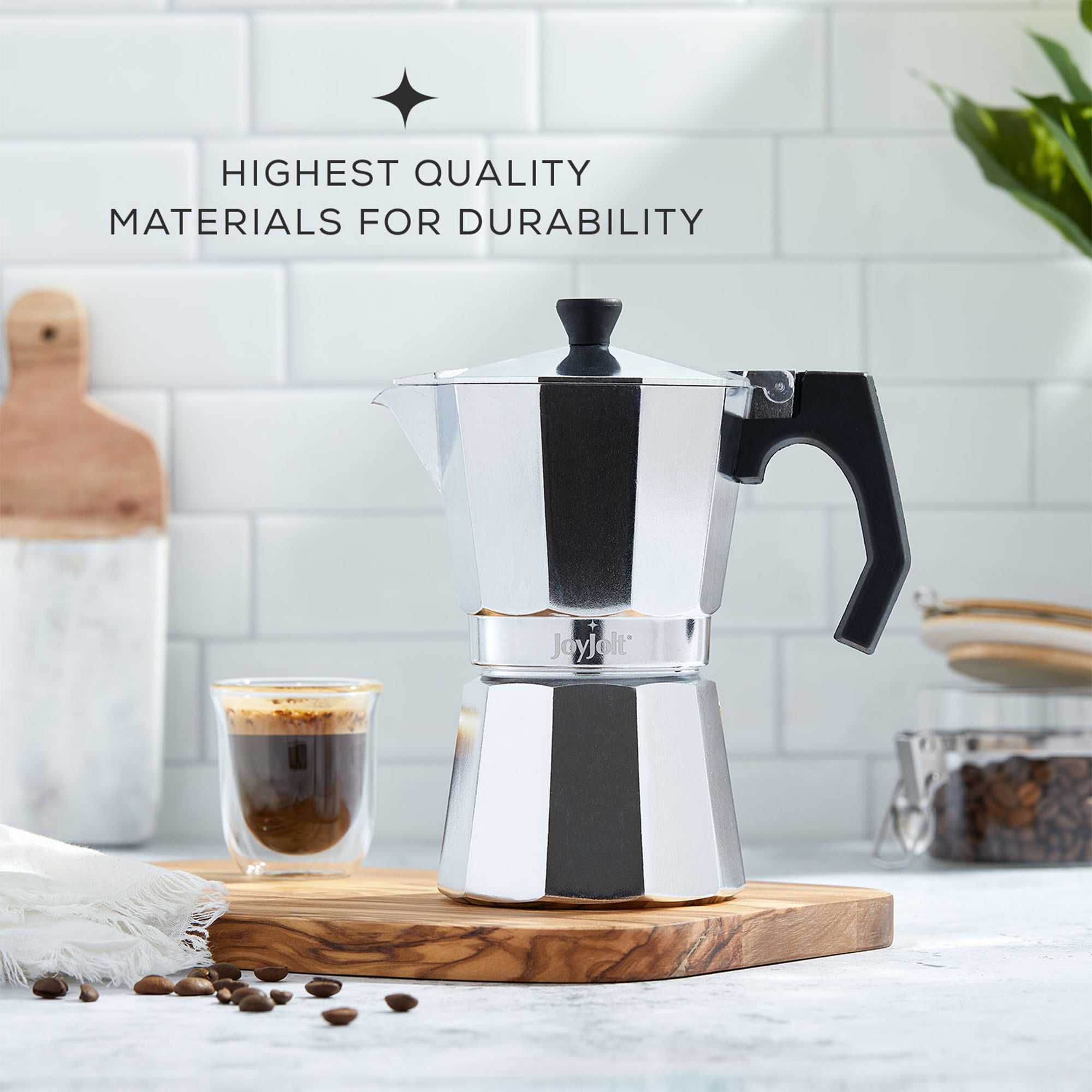 JoyJolt Italian Moka Pot Stovetop Aluminum Espresso Maker