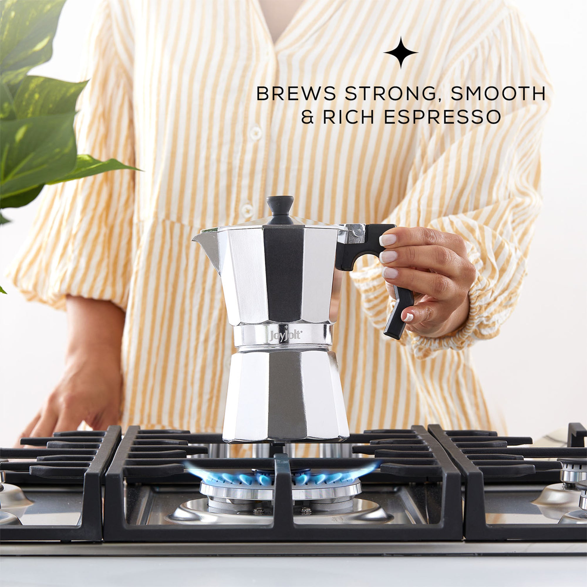 JoyJolt Italian Moka Pot Stovetop Aluminum Espresso Maker