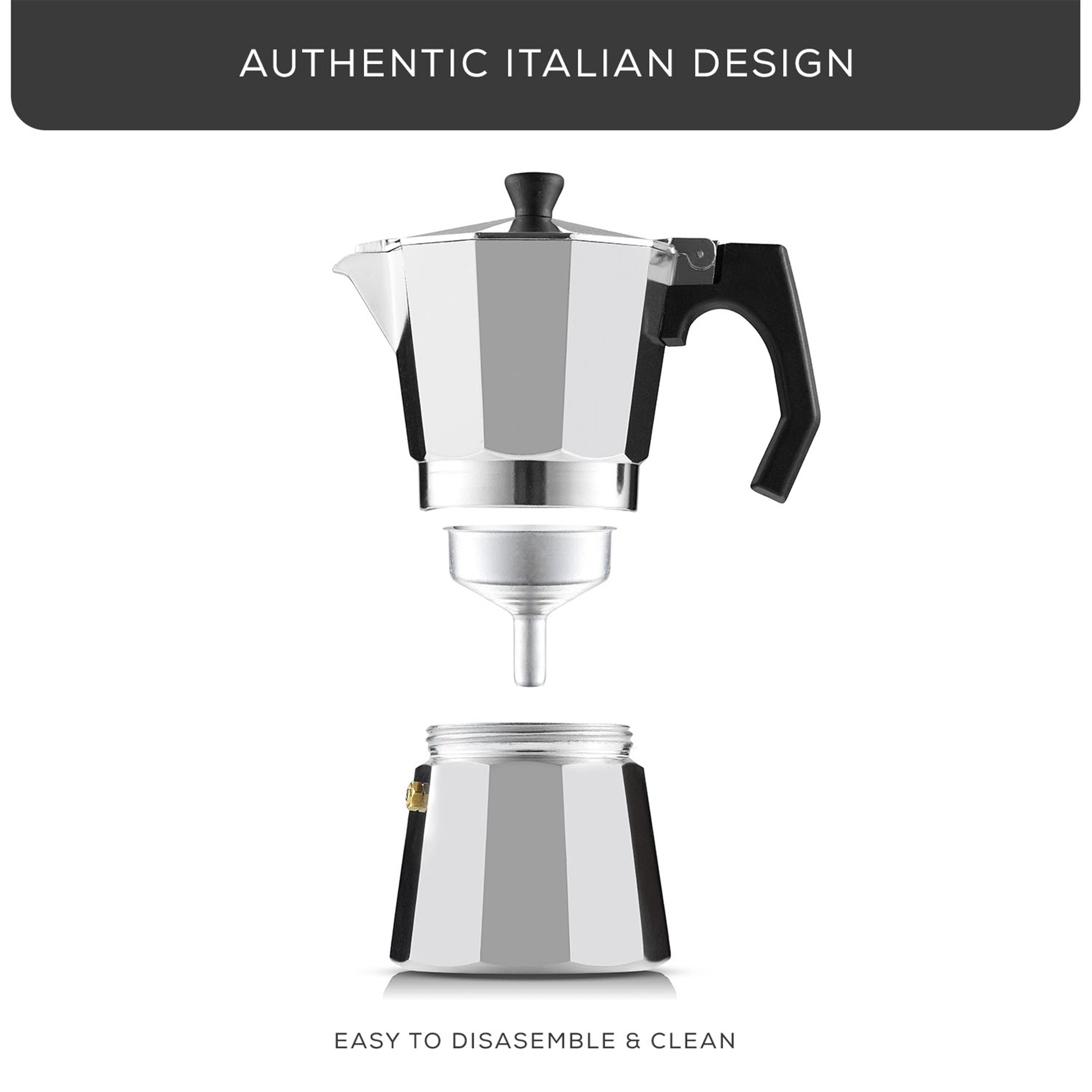 JoyJolt Italian Moka Pot Stovetop Aluminum Espresso Maker