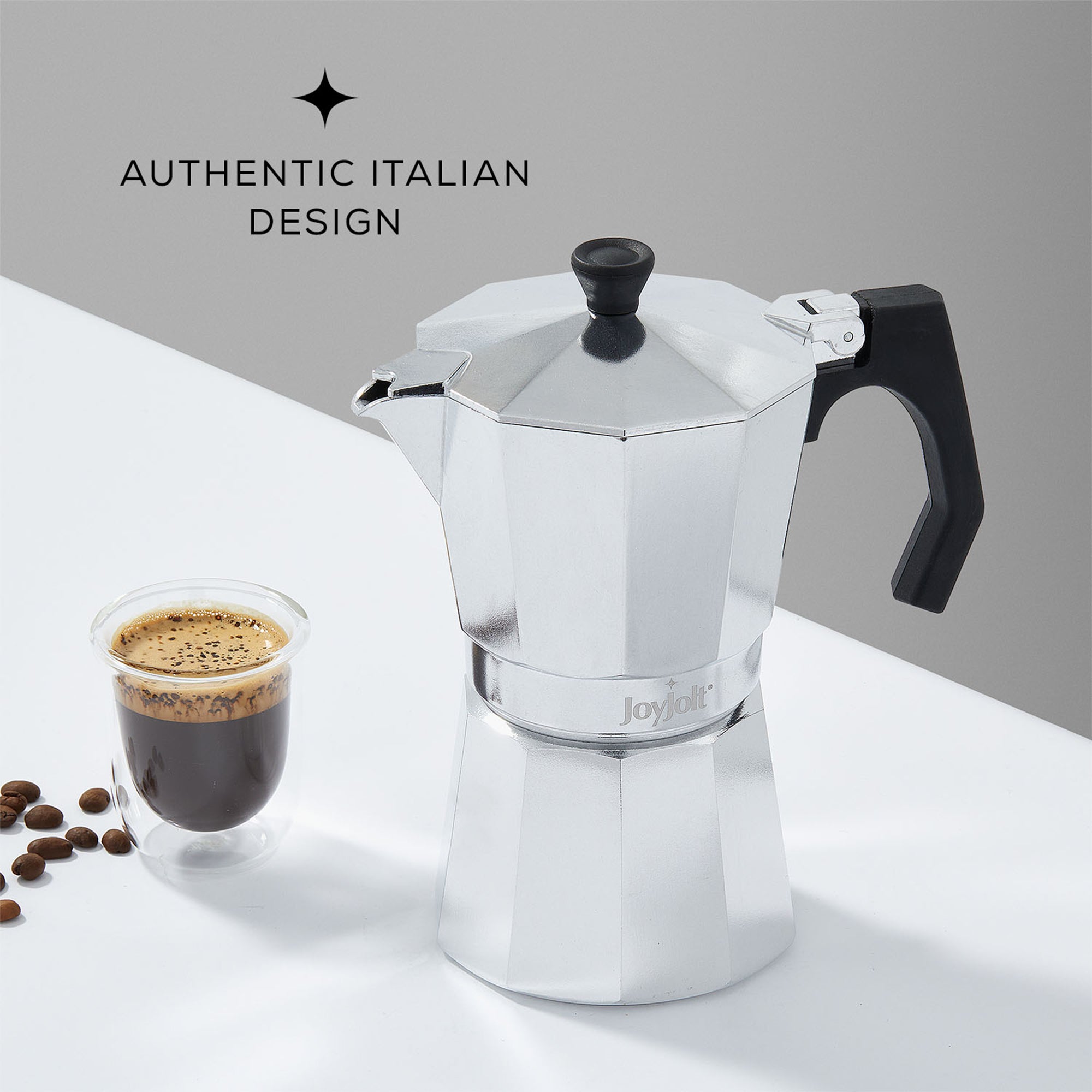 JoyJolt Italian Moka Pot Stovetop Aluminum Espresso Maker
