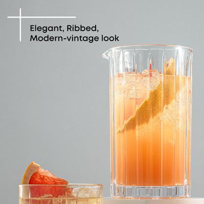 Alina Ribbed Cocktail Mixing Glass Pitcher, 21 oz