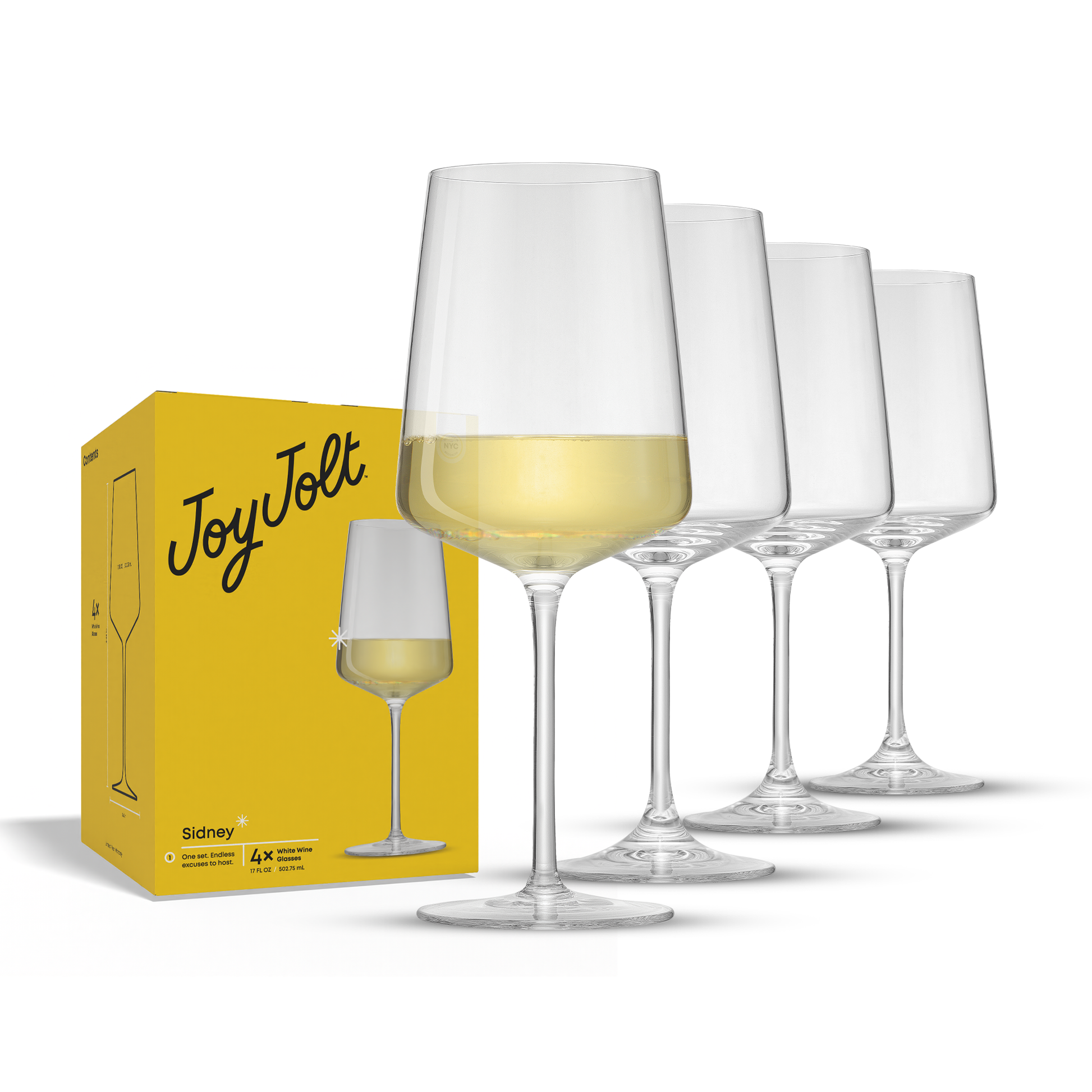 Sidney White Wine Glasses, 17 oz / Smoke / Set of 4