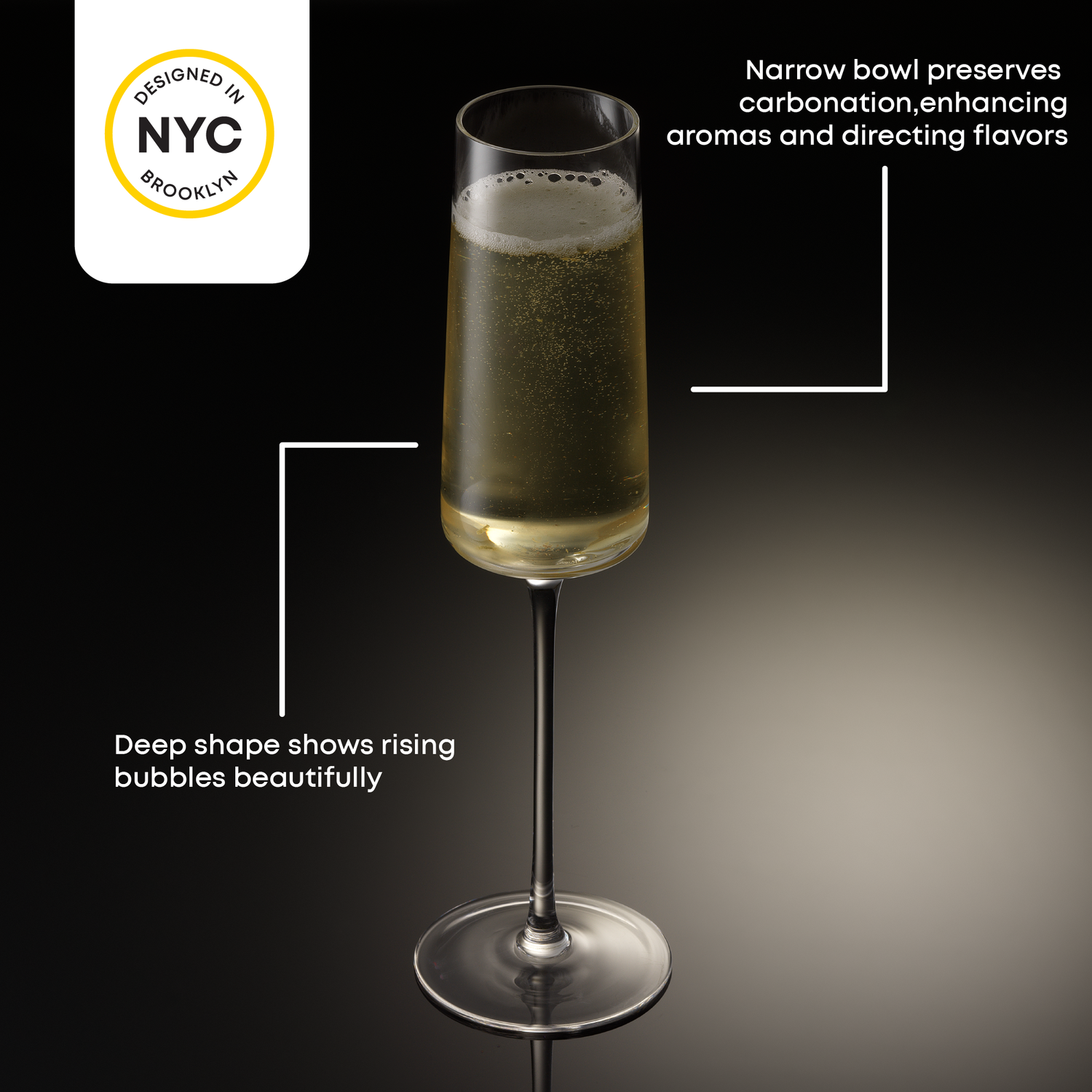 Sidney Champagne Flutes, 7 oz