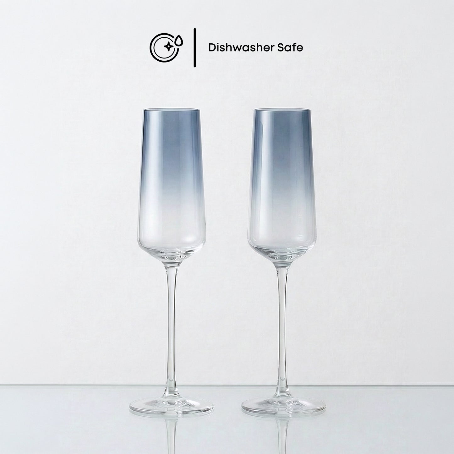 Sidney Blue Ombre Champagne Flutes, 7 oz