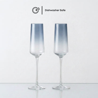 Sidney Blue Ombre Champagne Flutes, 7 oz