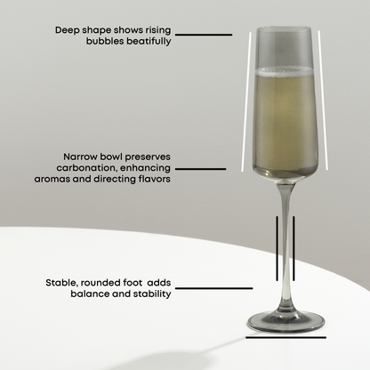 Sidney Champagne Flutes, 7 oz
