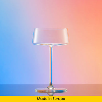 Modern martini glass on a gradient background with 'Made in Europe' text at the bottom.