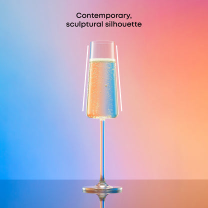 Champagne glass on a gradient background, showing a contemporary silhouette.