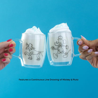 Disney Mickey and Pluto Aroma Glass Mugs, 5.4 oz