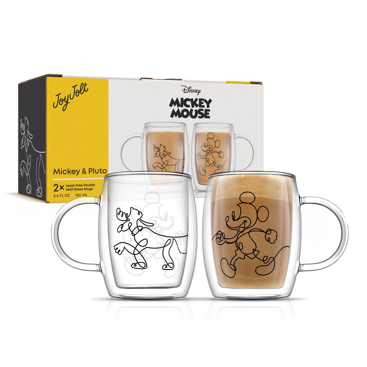 Disney Mickey and Pluto Aroma Glass Mugs, 5.4 oz