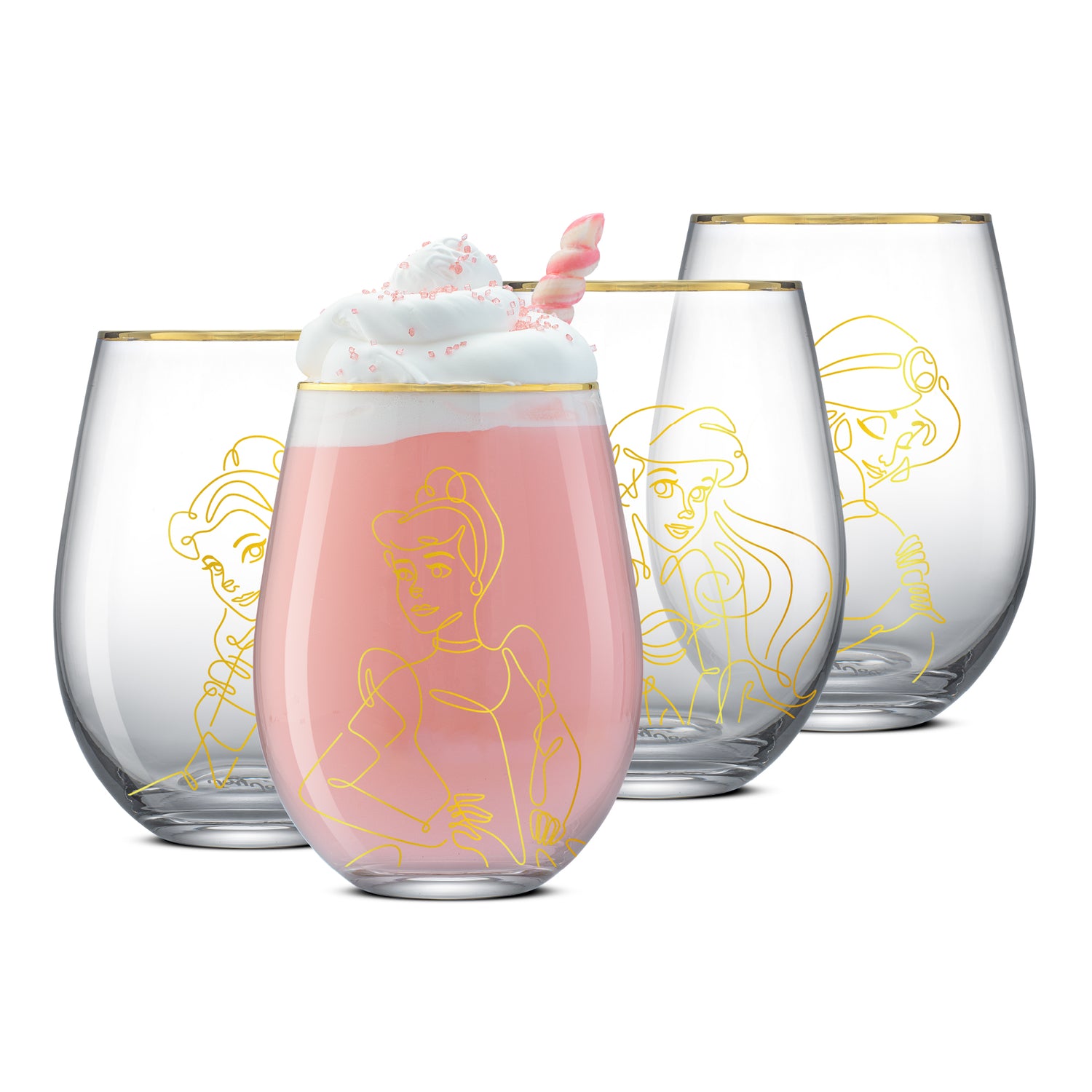 Disney Princess Sketch Stemless Drinking Glasses