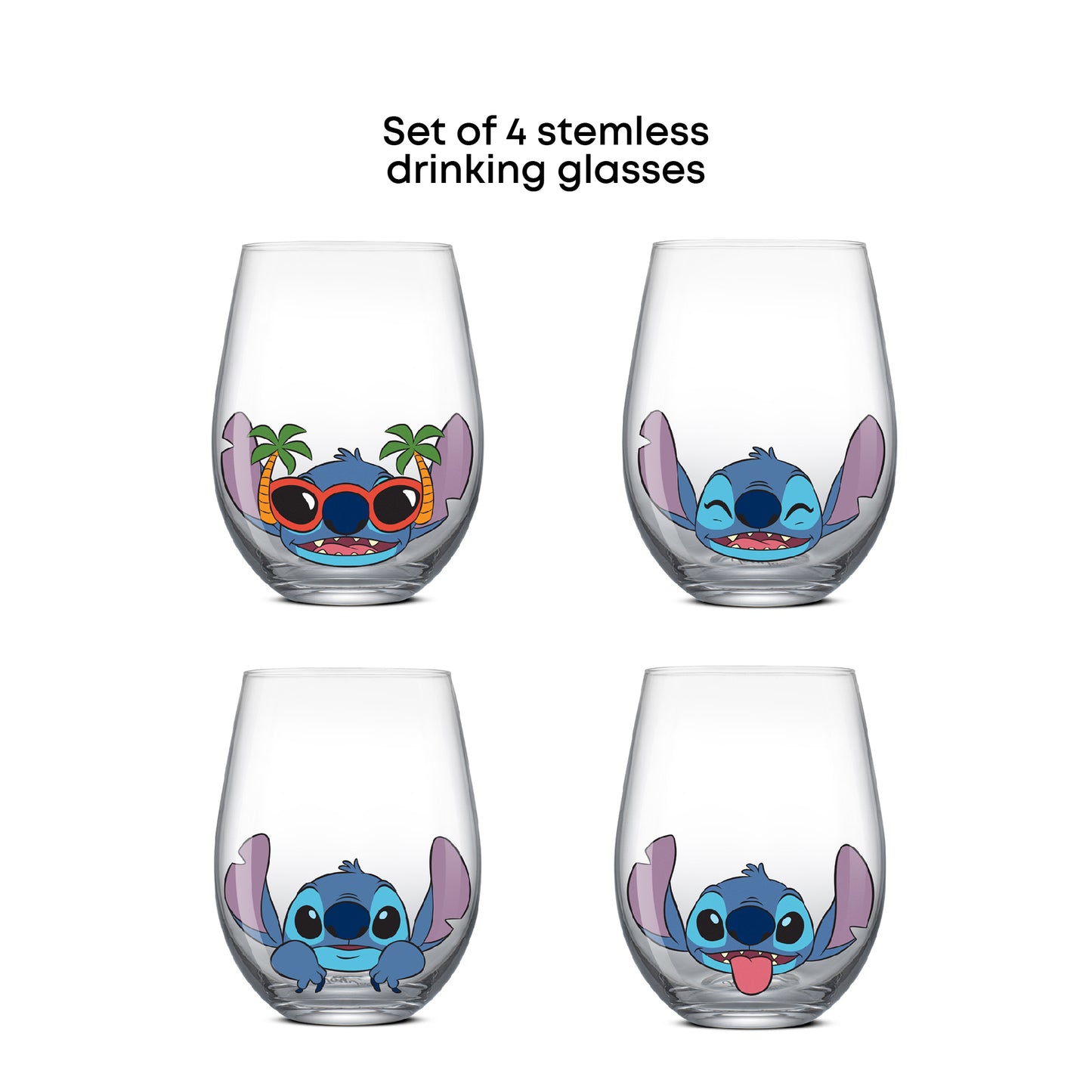 Disney Stitch Silly Sips Stemless Drinking Glasses