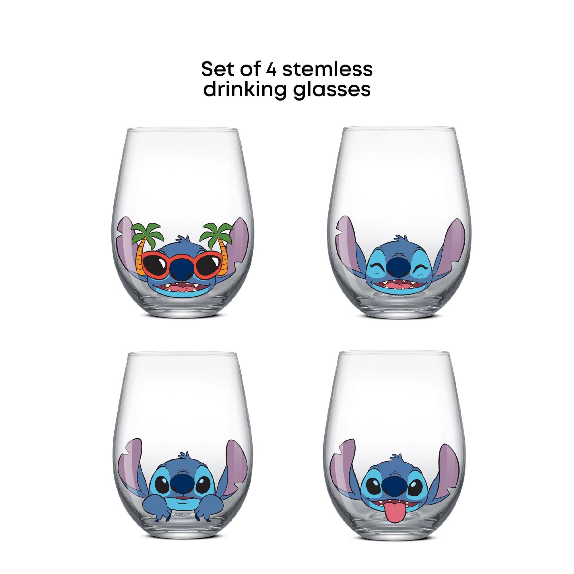 Disney Stitch Silly Sips Stemless Drinking Glasses