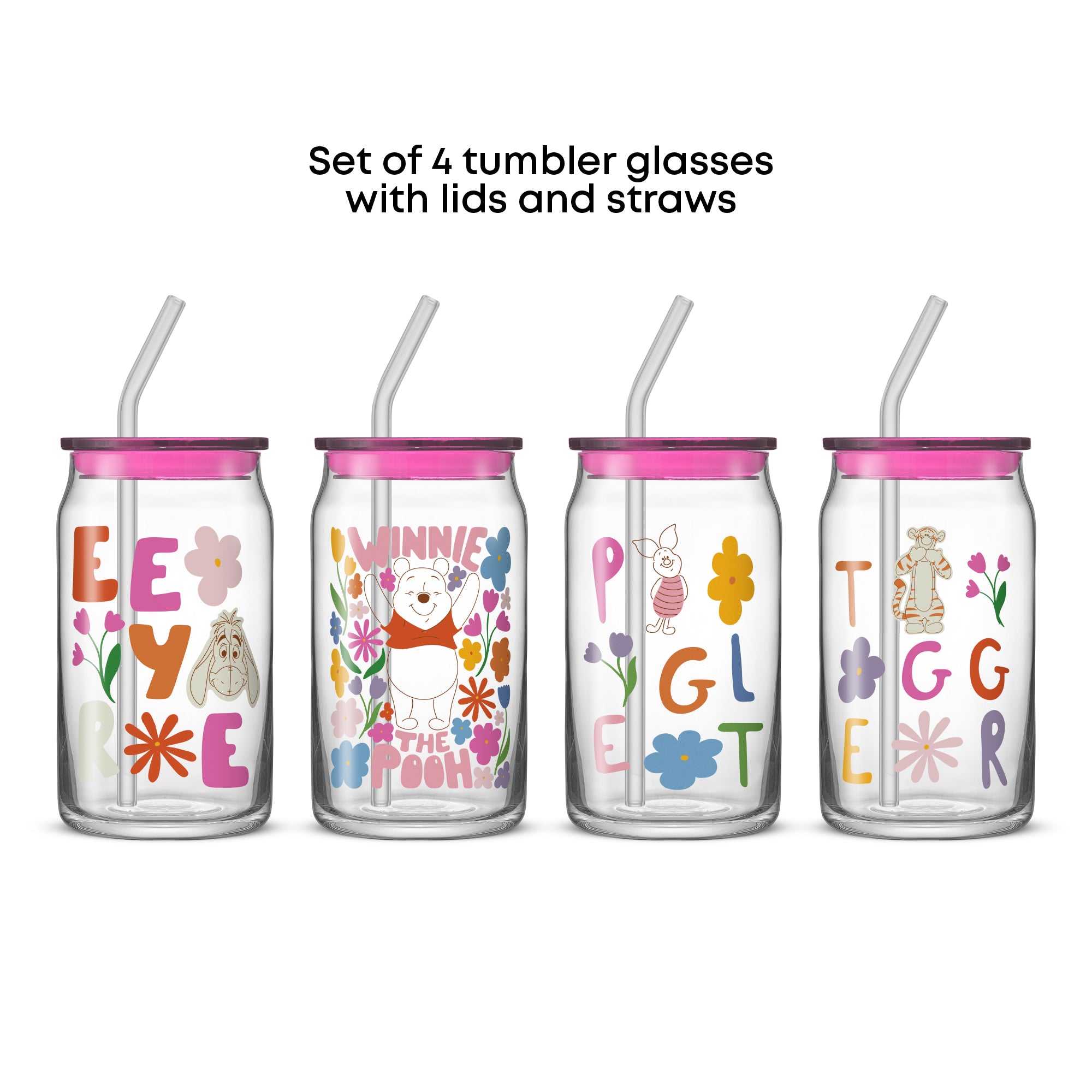 JoyJolt Disney Winnie the Pooh & Friends Tumbler Glasses - Thumbnail 4