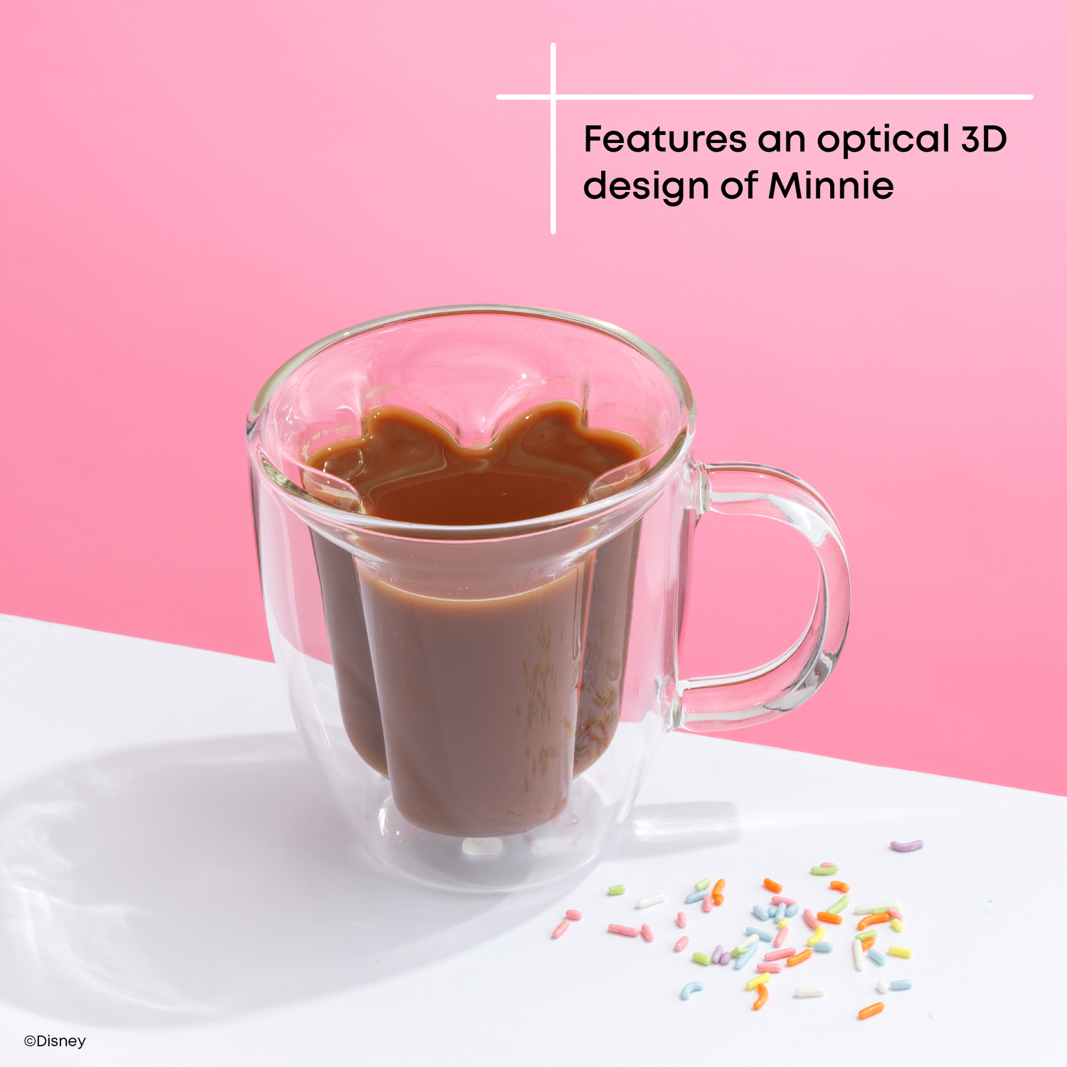 Disney Minnie Mouse 3D Double Wall Glass Mugs, 13 oz