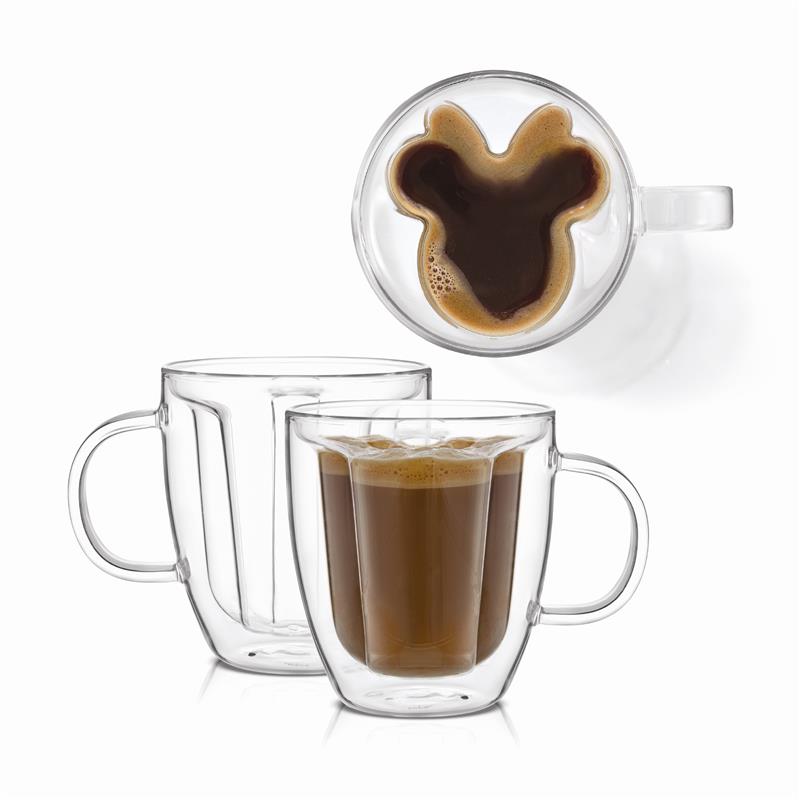 Disney Minnie Mouse 3D Double Wall Glass Mugs, 13 oz