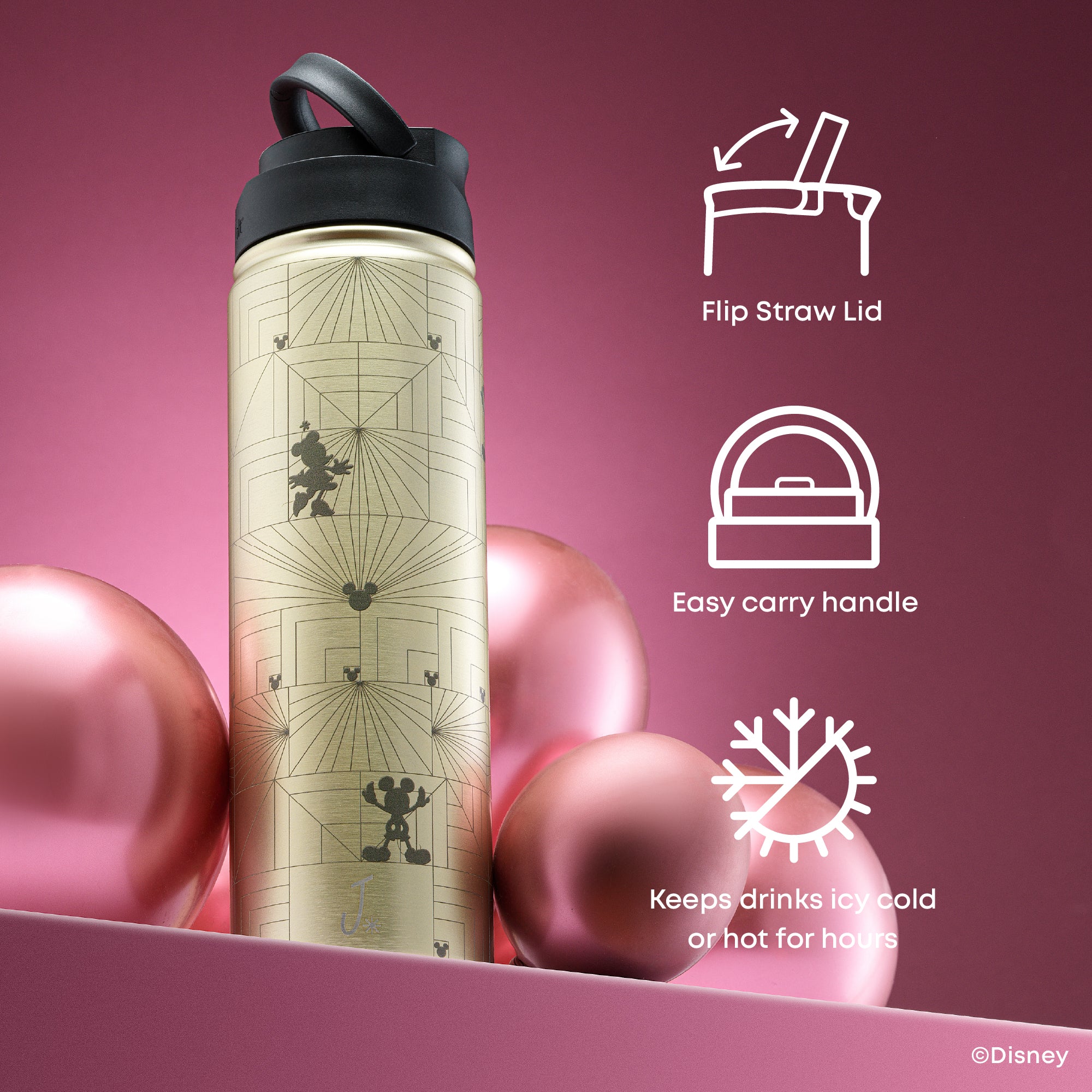 JoyJolt Disney Mickey Mouse and Minnie Mouse Water Bottle - Thumbnail 5