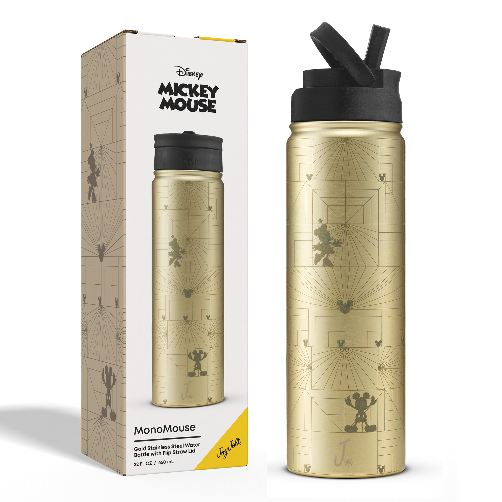 JoyJolt Disney Mickey Mouse and Minnie Mouse Water Bottle