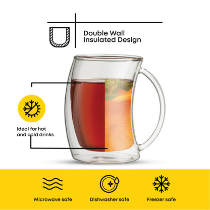 Caleo Double Wall Coffee Glasses, 10 oz