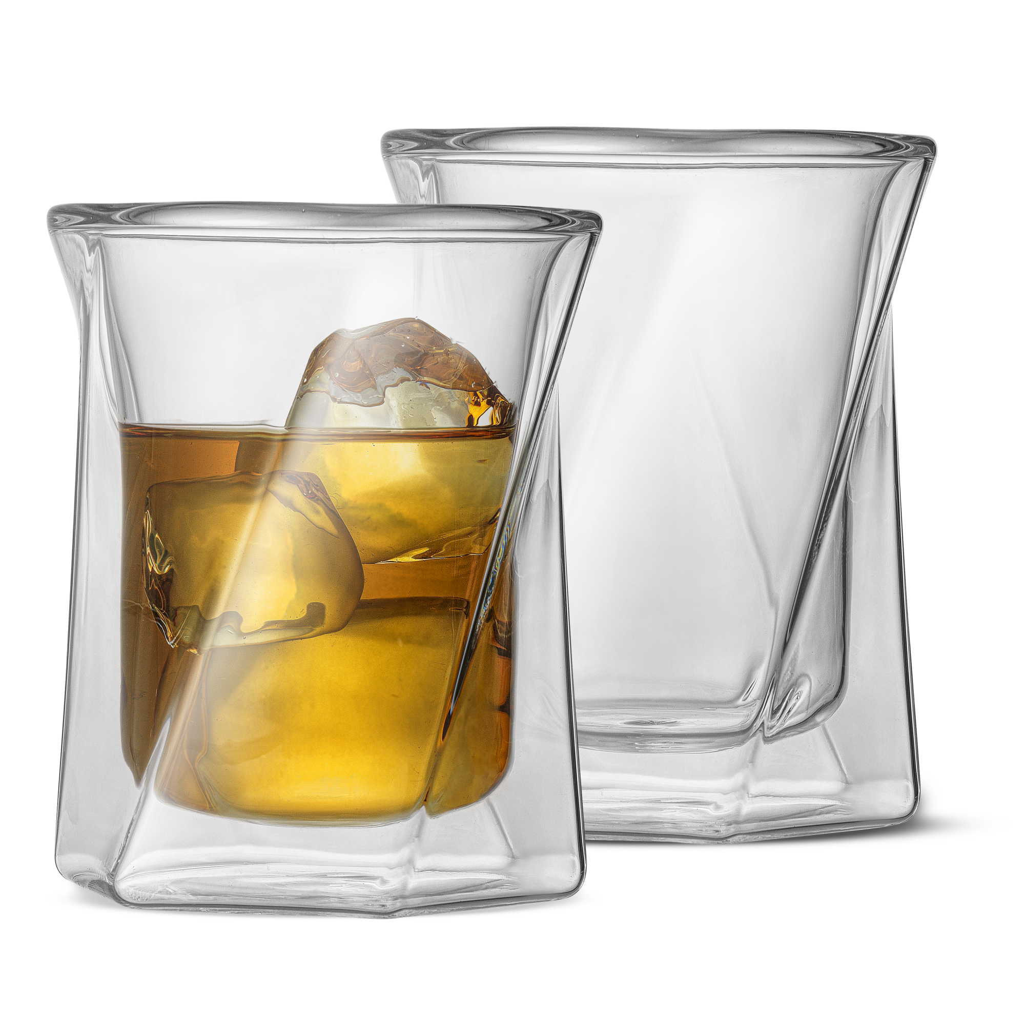 Lacey Double Wall Double Old Fashion Whiskey Glasses