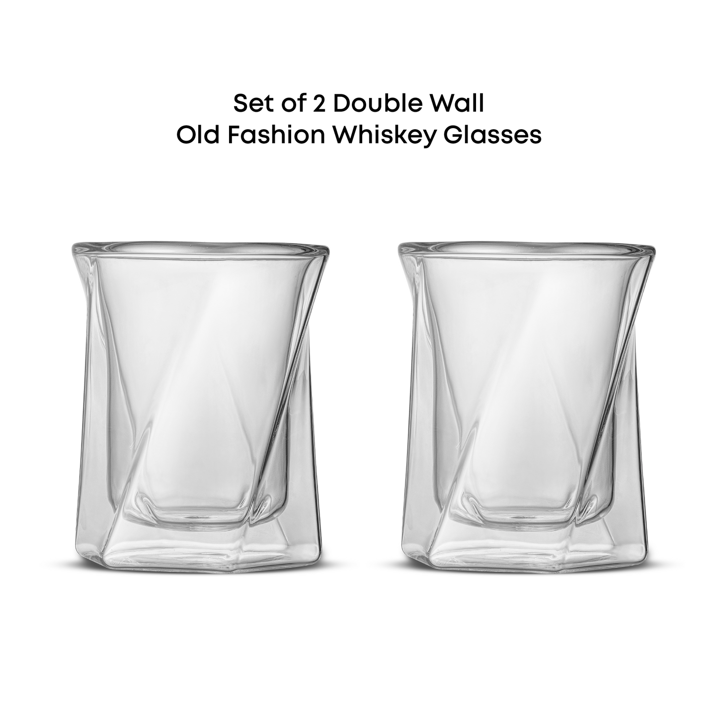 Lacey Double Wall Double Old Fashion Whiskey Glasses