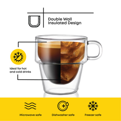 Stoiva Double Wall Espresso Glasses, 5 oz