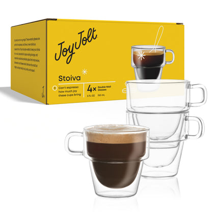 Stoiva Double Wall Espresso Glasses, 5 oz