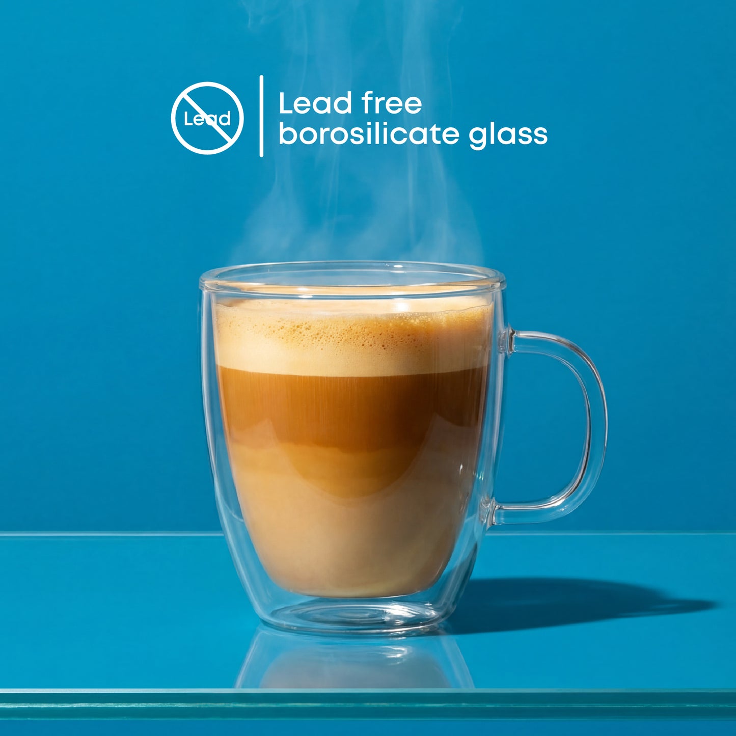 Savor Double Wall Glass Coffee Mugs, 13.5 oz