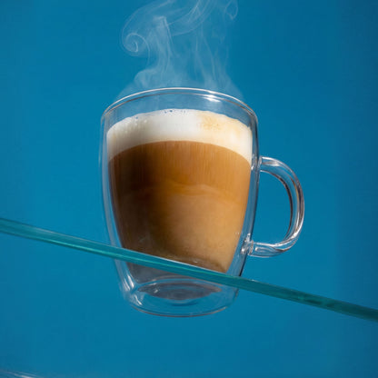 Savor Double Wall Glass Coffee Mugs, 13.5 oz